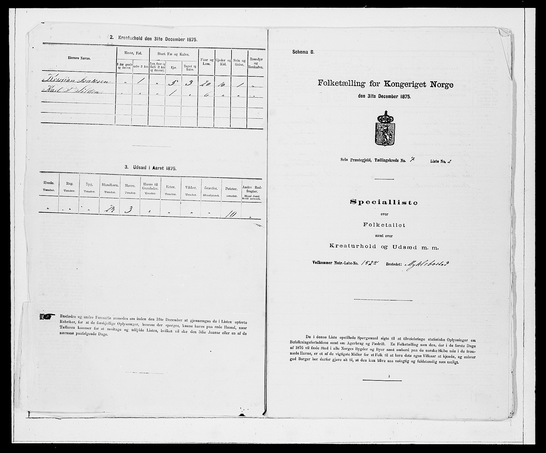 SAB, 1875 Census for 1441P Selje, 1875, p. 801