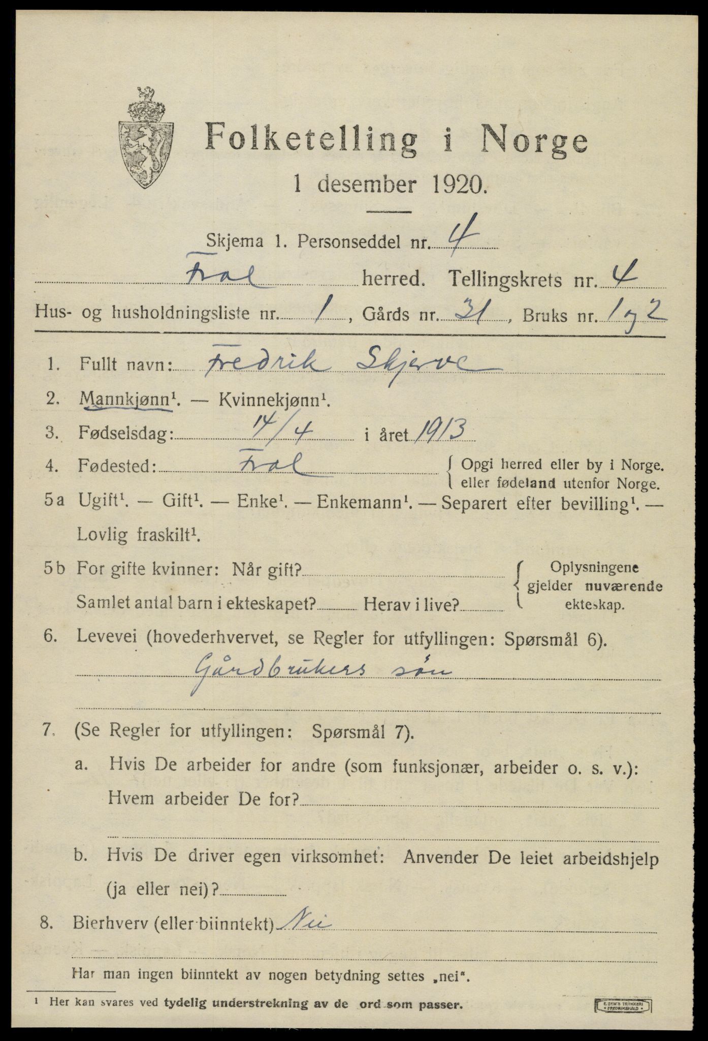 SAT, 1920 census for Frol, 1920, p. 5475