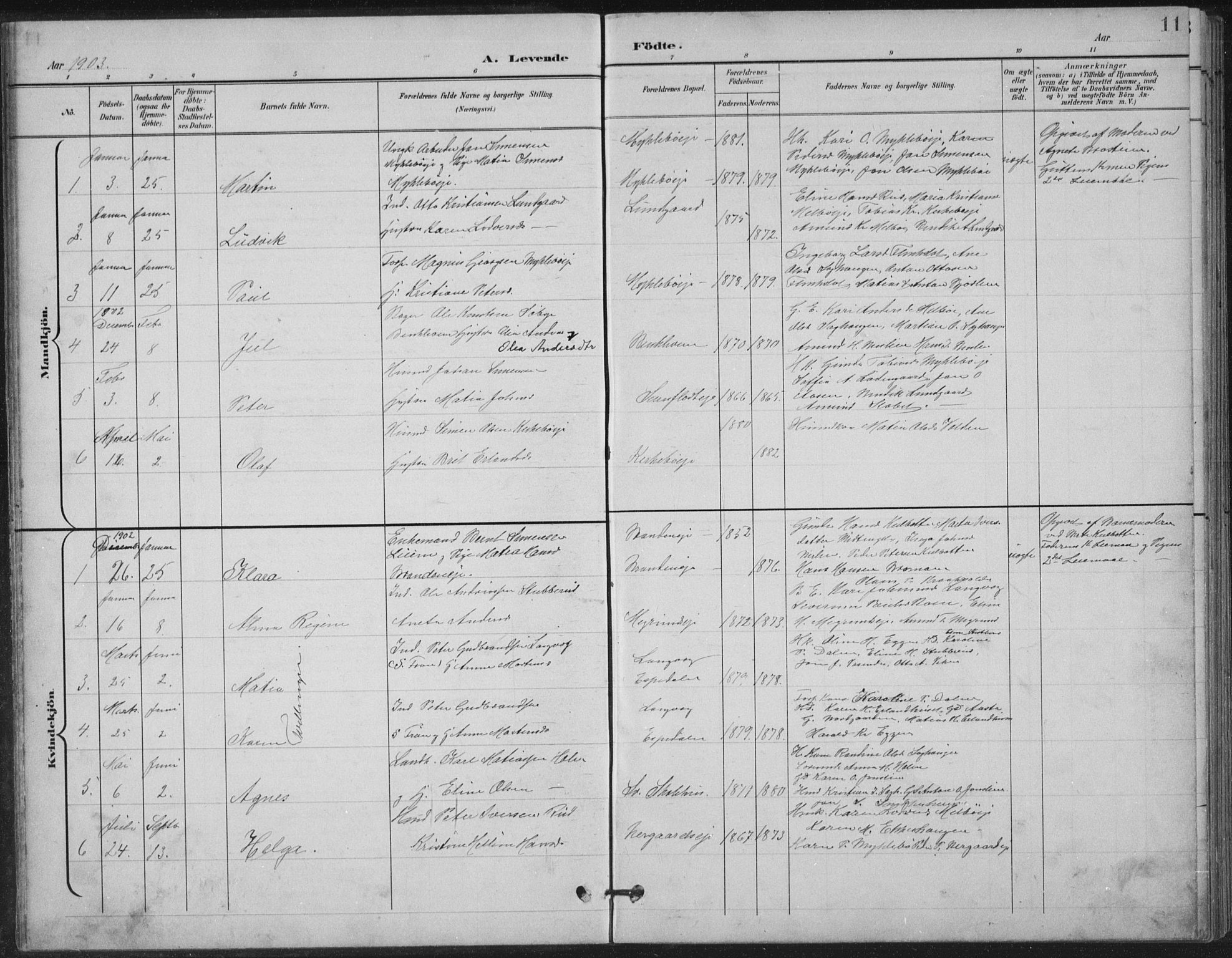 Vestre Gausdal prestekontor, SAH/PREST-094/H/Ha/Hab/L0004: Parish register (copy) no. 4, 1898-1939, p. 11
