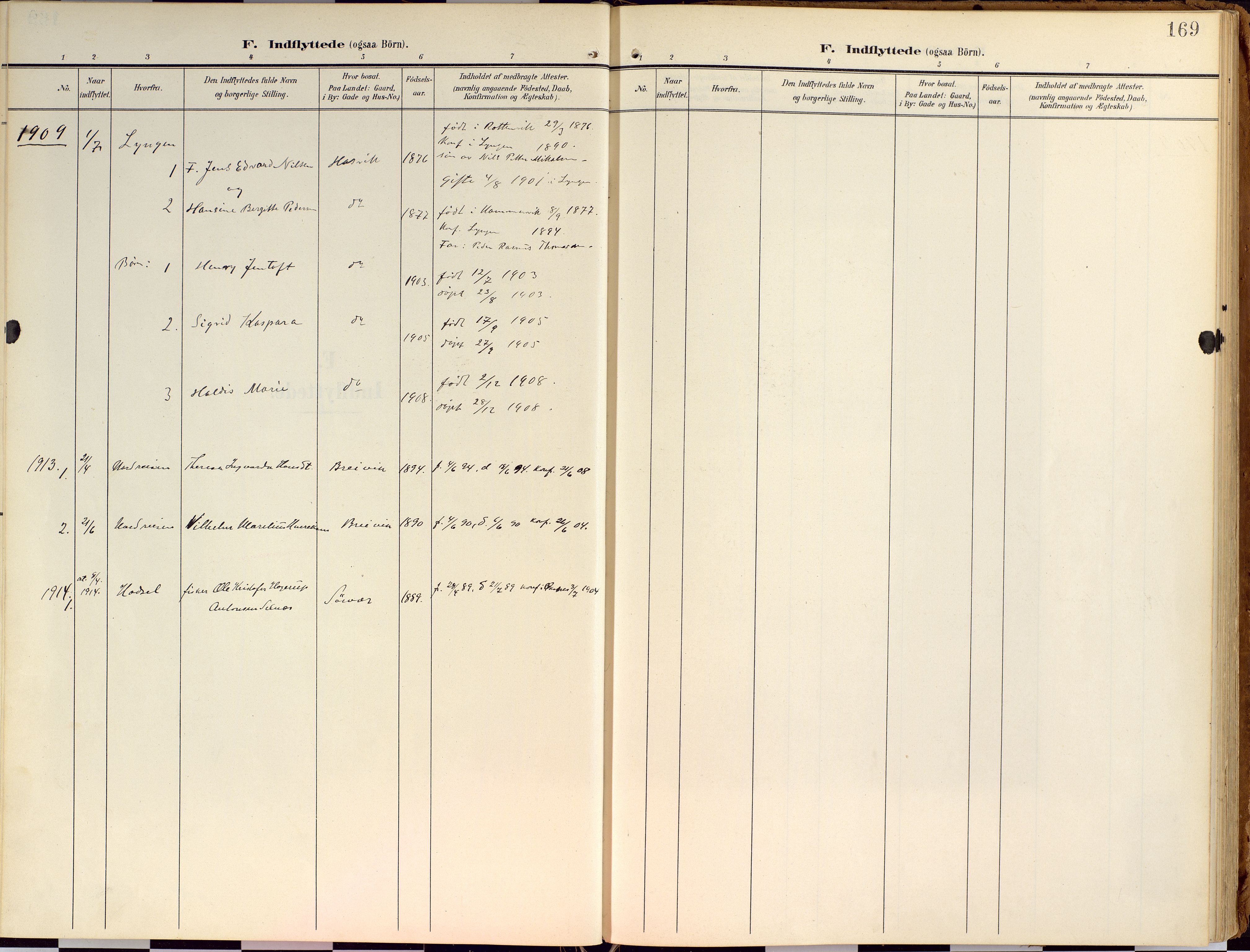 Loppa sokneprestkontor, SATØ/S-1339/H/Ha/L0010kirke: Parish register (official) no. 10, 1907-1922, p. 169