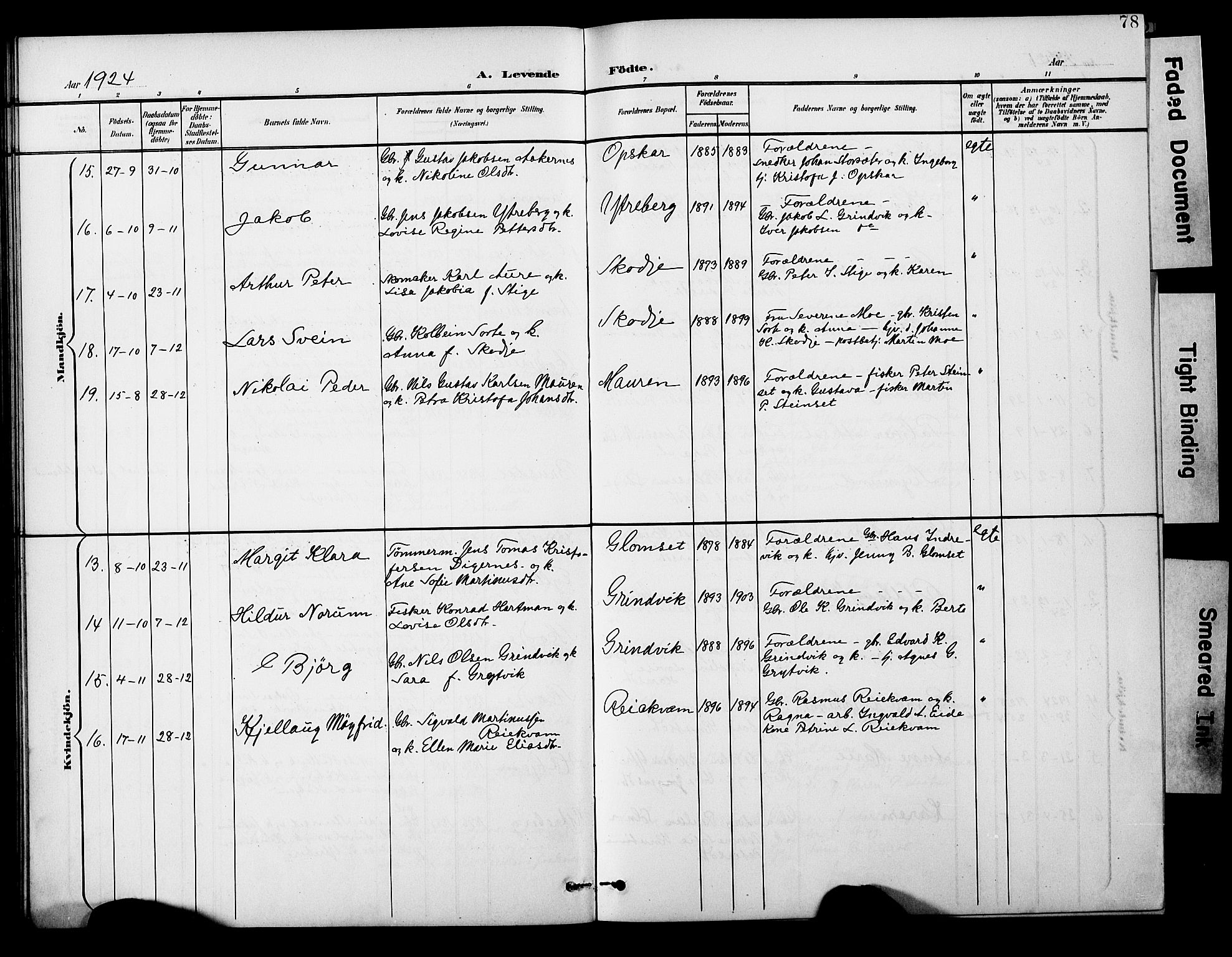 Ministerialprotokoller, klokkerbøker og fødselsregistre - Møre og Romsdal, AV/SAT-A-1454/524/L0366: Parish register (copy) no. 524C07, 1900-1931, p. 78