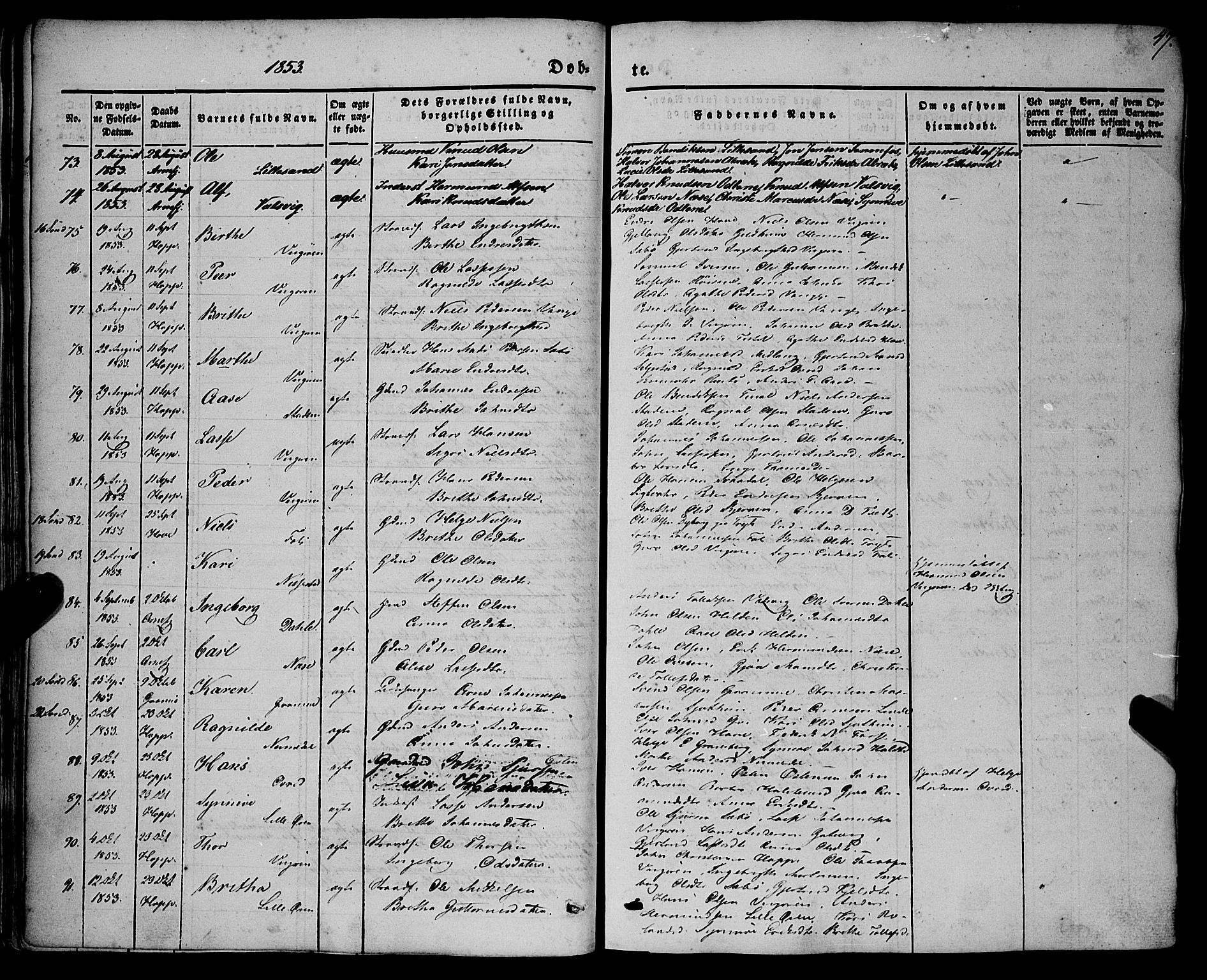 Vik sokneprestembete, AV/SAB-A-81501/H/Haa/Haaa/L0008: Parish register (official) no. A 8, 1846-1865, p. 47