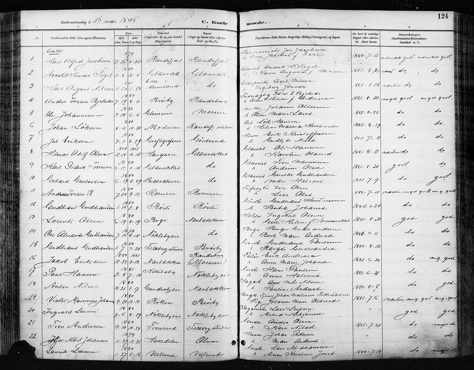 Jevnaker prestekontor, SAH/PREST-116/H/Ha/Haa/L0009: Parish register (official) no. 9, 1891-1901, p. 124