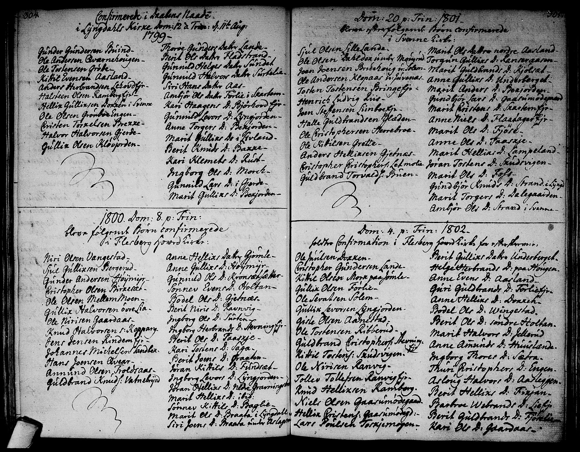 Flesberg kirkebøker, AV/SAKO-A-18/F/Fa/L0004: Parish register (official) no. I 4, 1788-1815, p. 304-305