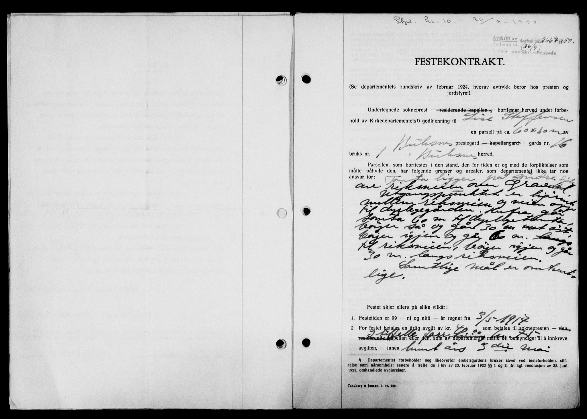 Lofoten sorenskriveri, SAT/A-0017/1/2/2C/L0024a: Mortgage book no. 24a, 1950-1950, Diary no: : 2667/1950