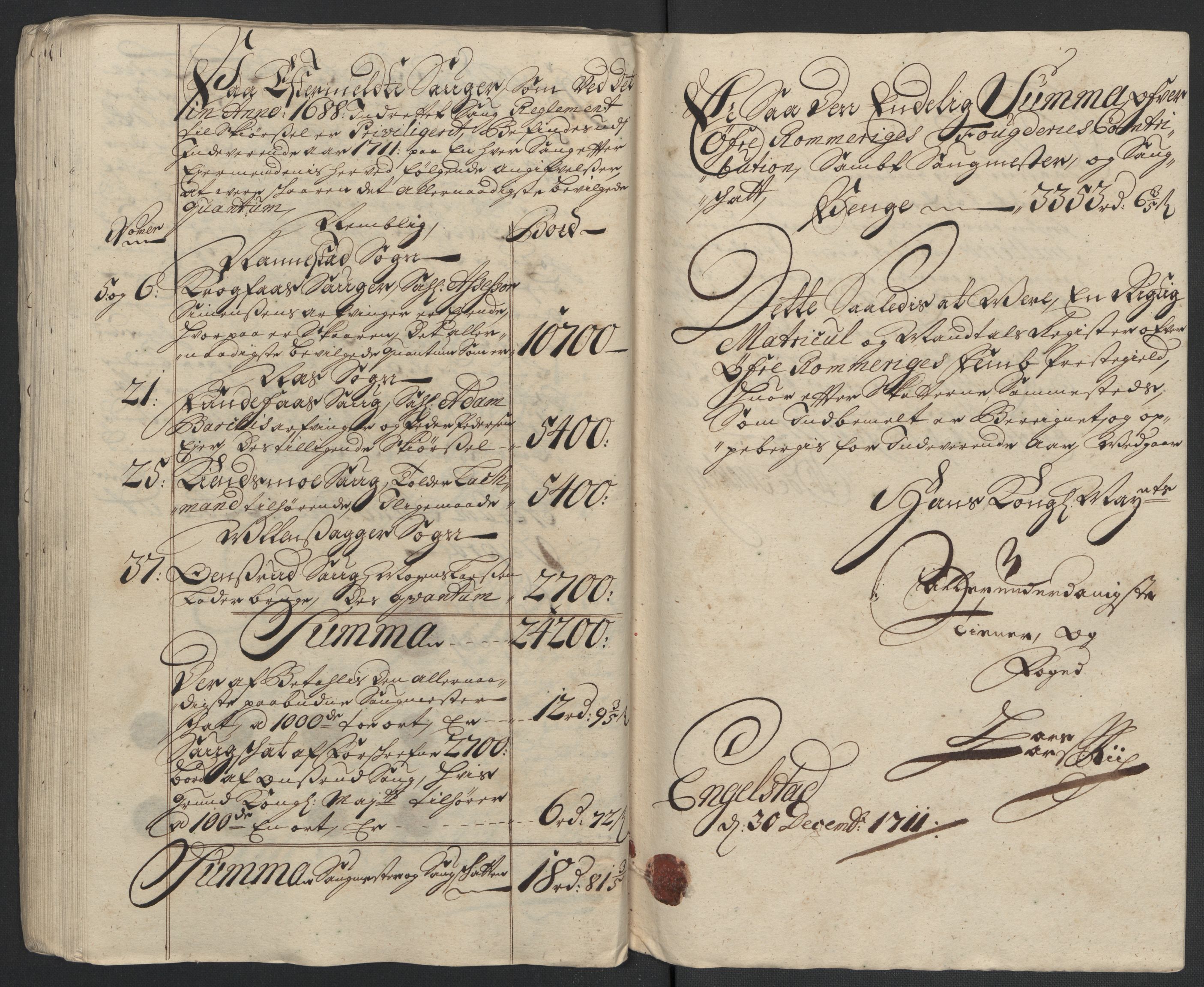 Rentekammeret inntil 1814, Reviderte regnskaper, Fogderegnskap, AV/RA-EA-4092/R12/L0720: Fogderegnskap Øvre Romerike, 1710-1711, p. 372