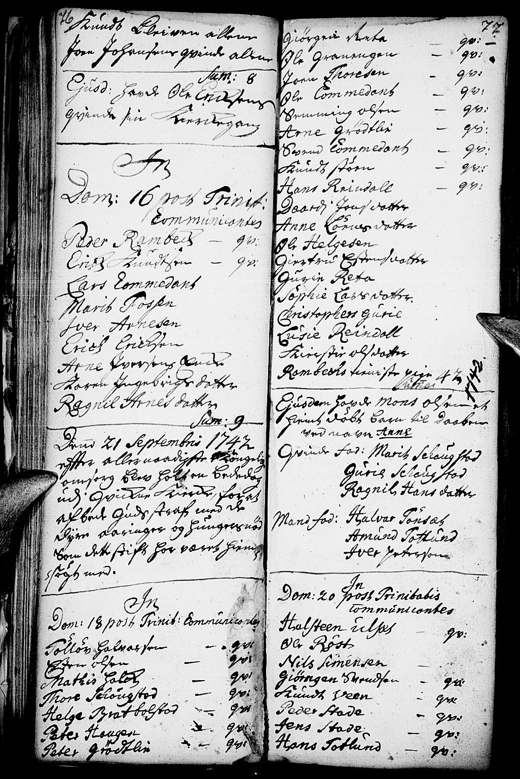 Kvikne prestekontor, AV/SAH-PREST-064/H/Ha/Haa/L0001: Parish register (official) no. 1, 1740-1756, p. 76-77
