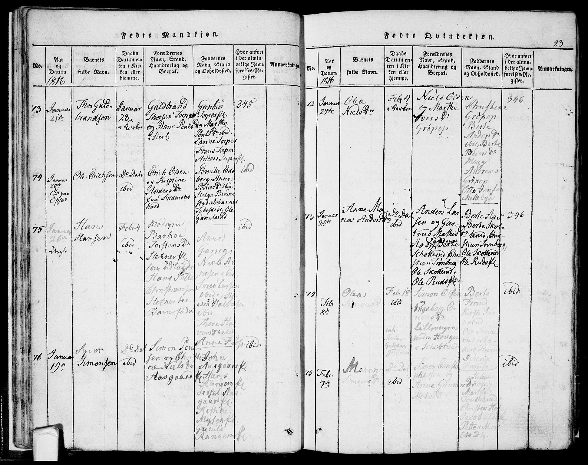 Eidsberg prestekontor Kirkebøker, SAO/A-10905/F/Fa/L0007: Parish register (official) no. I 7, 1814-1832, p. 23