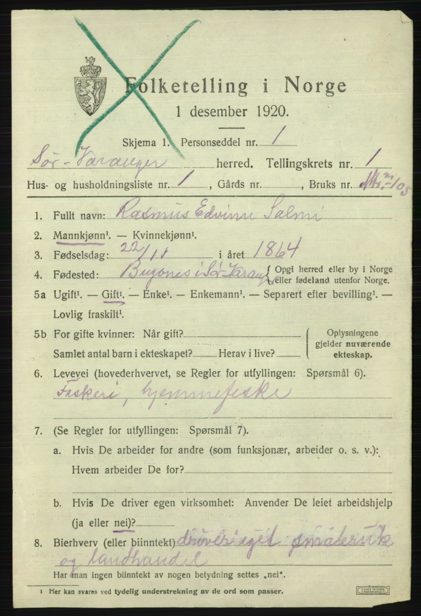 SATØ, 1920 census for Sør-Varanger, 1920, p. 1394