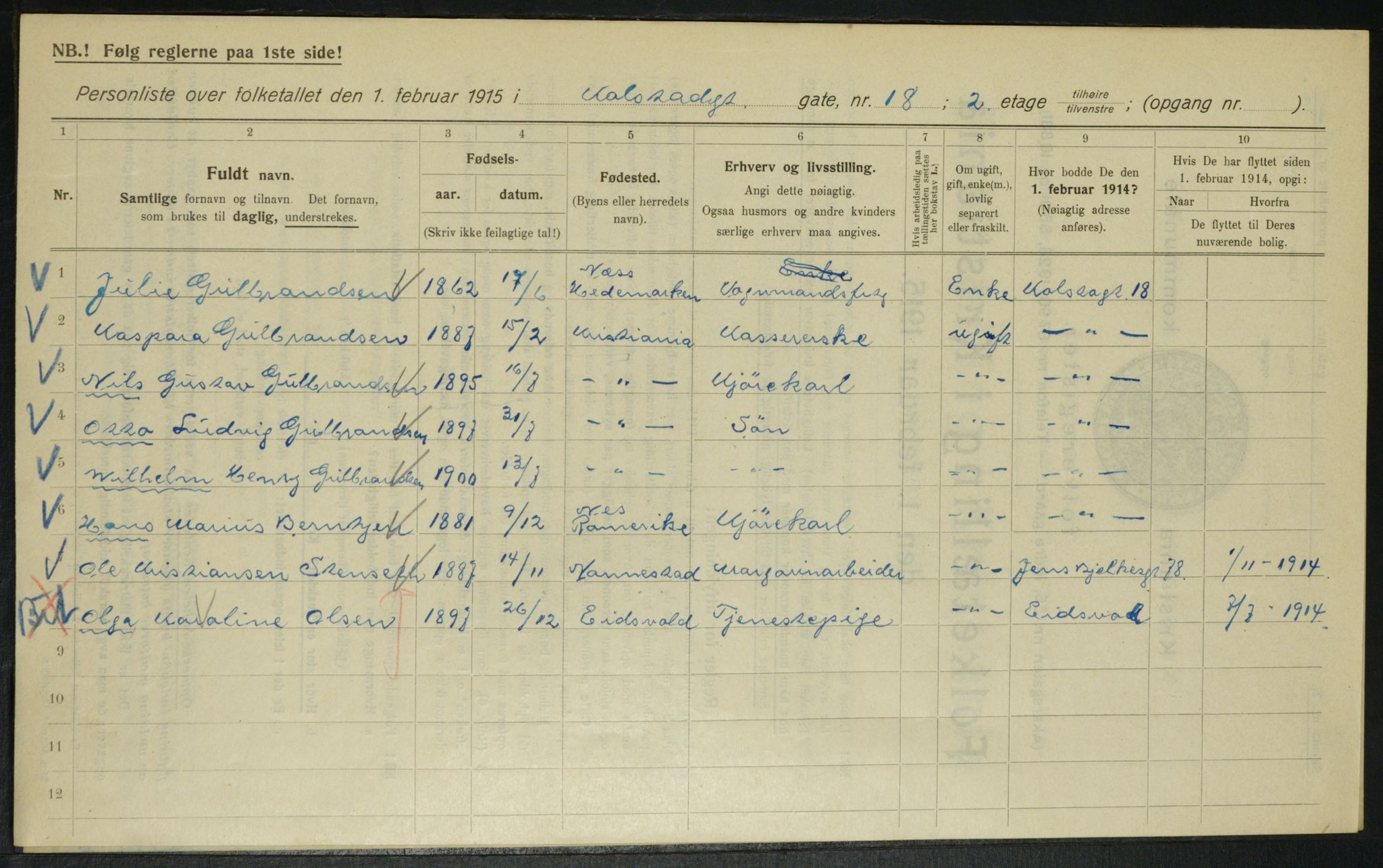 OBA, Municipal Census 1915 for Kristiania, 1915, p. 51959