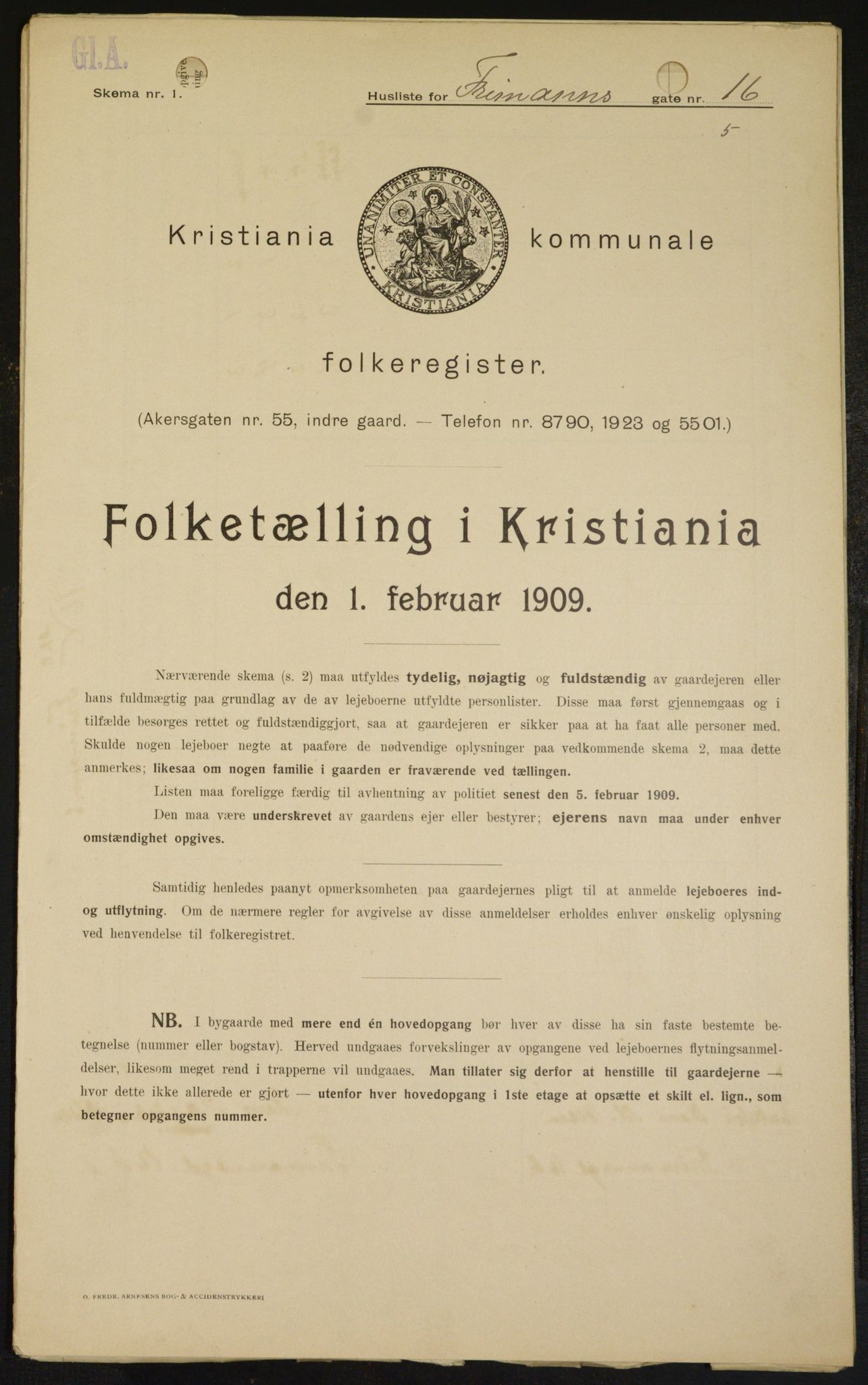 OBA, Municipal Census 1909 for Kristiania, 1909, p. 24472