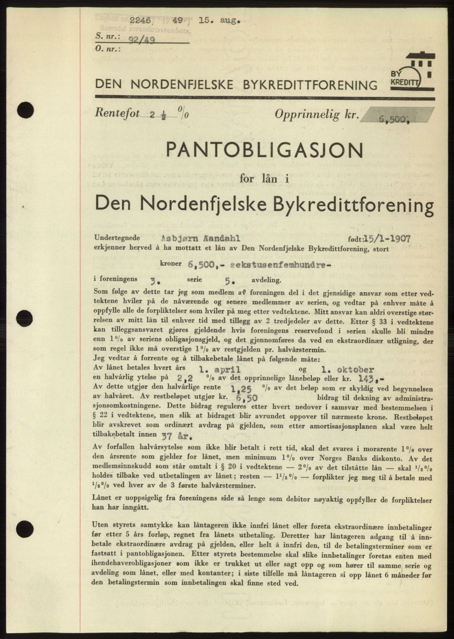 Romsdal sorenskriveri, AV/SAT-A-4149/1/2/2C: Mortgage book no. B4, 1948-1949, Diary no: : 2246/1949