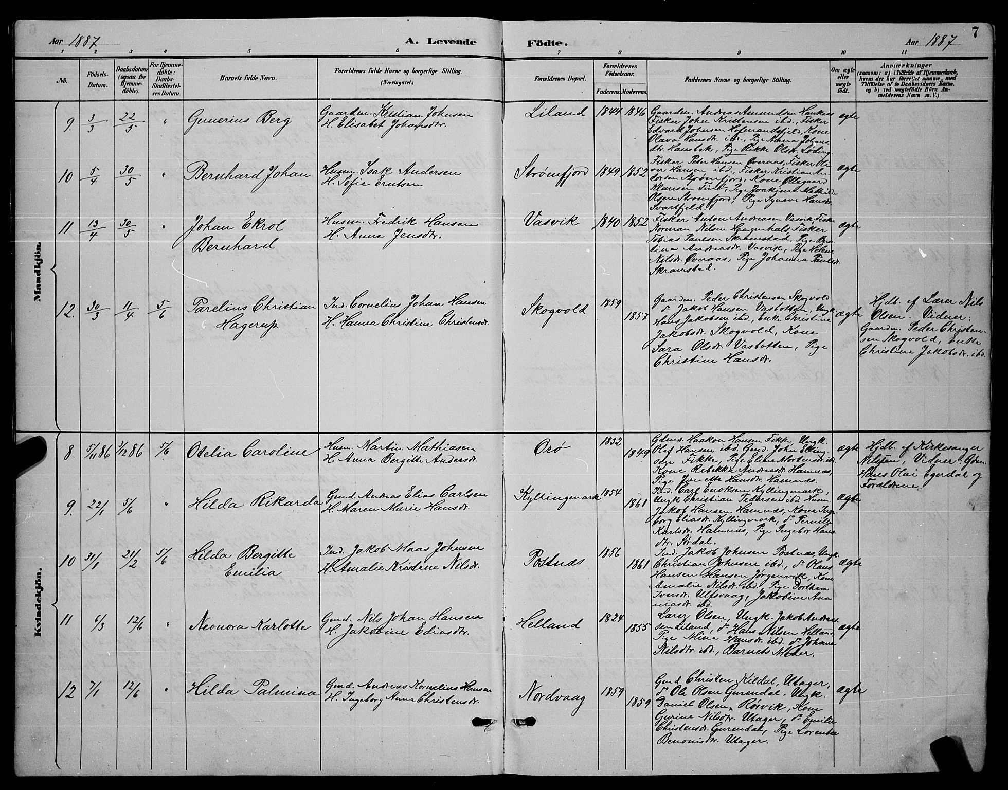 Ministerialprotokoller, klokkerbøker og fødselsregistre - Nordland, AV/SAT-A-1459/859/L0859: Parish register (copy) no. 859C05, 1887-1898, p. 7