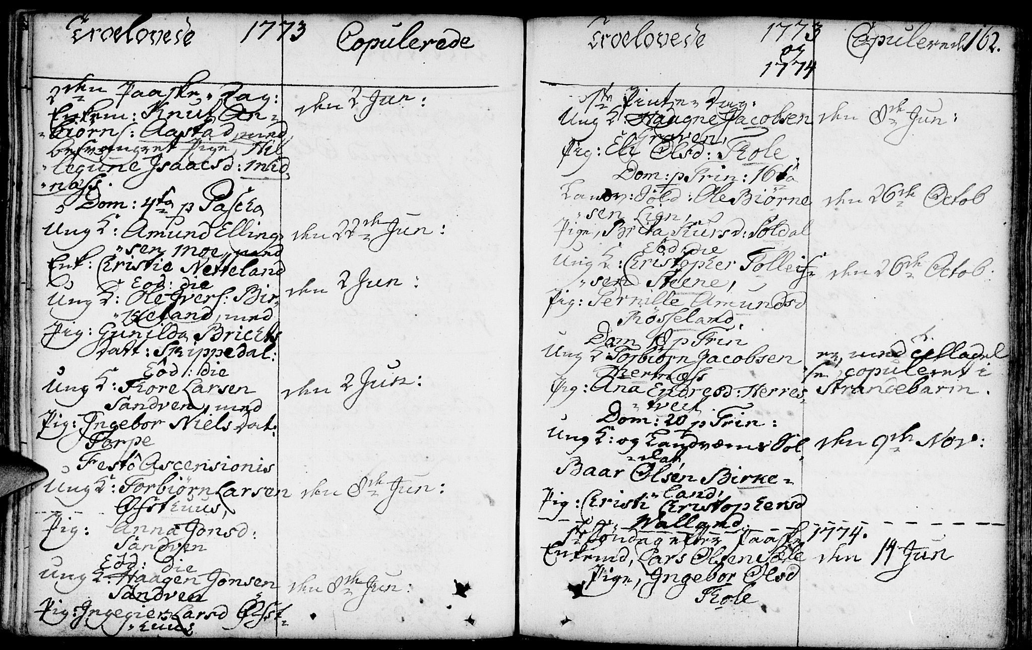 Kvam sokneprestembete, SAB/A-76201/H/Haa: Parish register (official) no. A 3, 1743-1795, p. 162