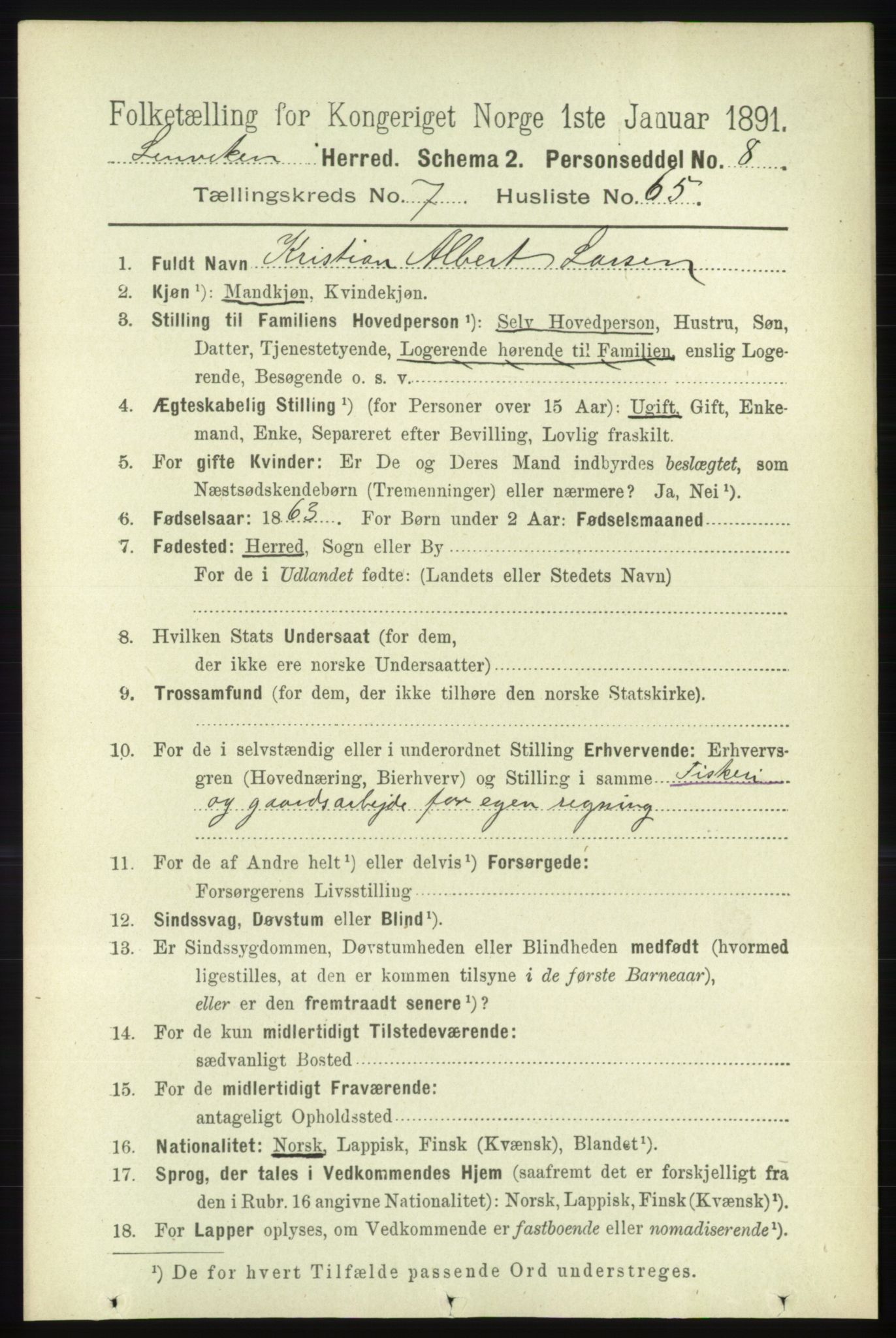 RA, 1891 census for 1931 Lenvik, 1891, p. 4183