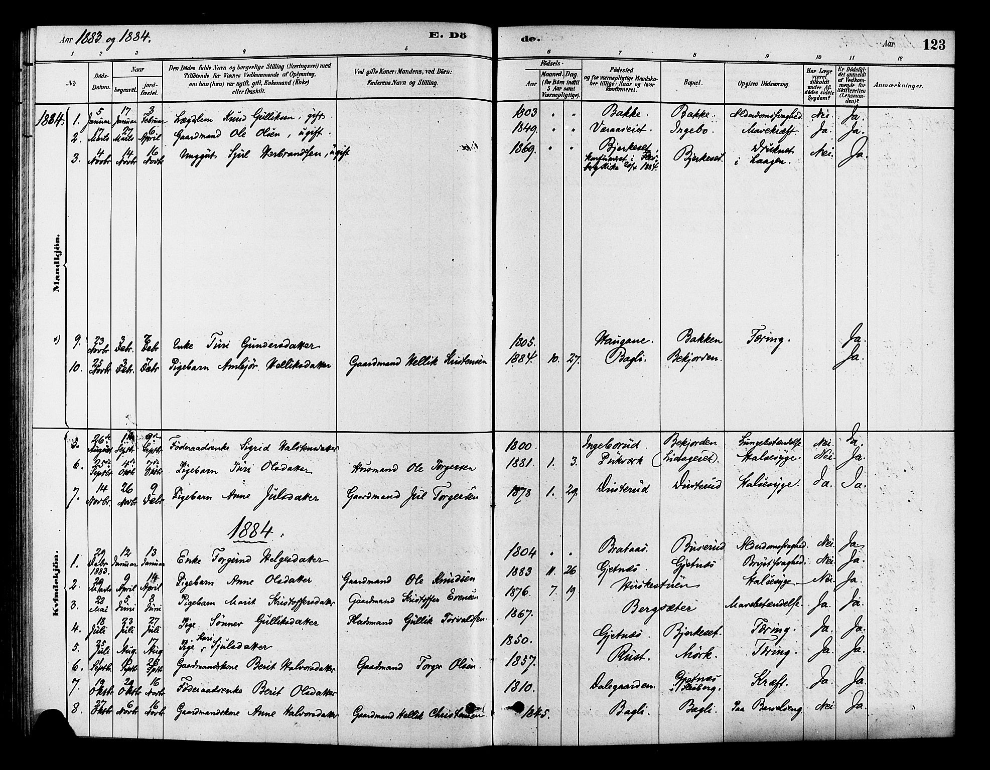 Flesberg kirkebøker, SAKO/A-18/F/Fc/L0001: Parish register (official) no. III 1, 1879-1905, p. 123