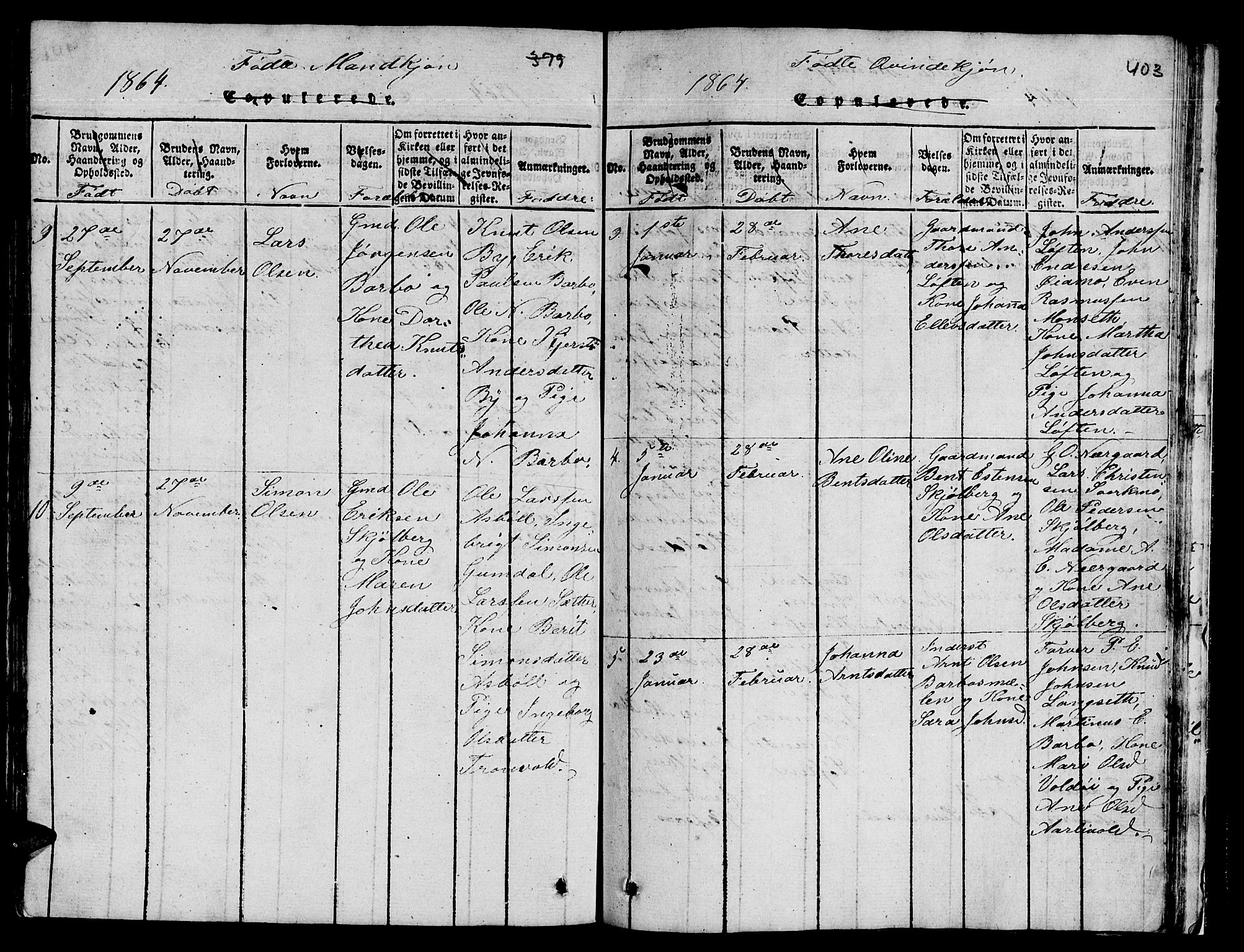Ministerialprotokoller, klokkerbøker og fødselsregistre - Sør-Trøndelag, SAT/A-1456/671/L0842: Parish register (copy) no. 671C01, 1816-1867, p. 402-403