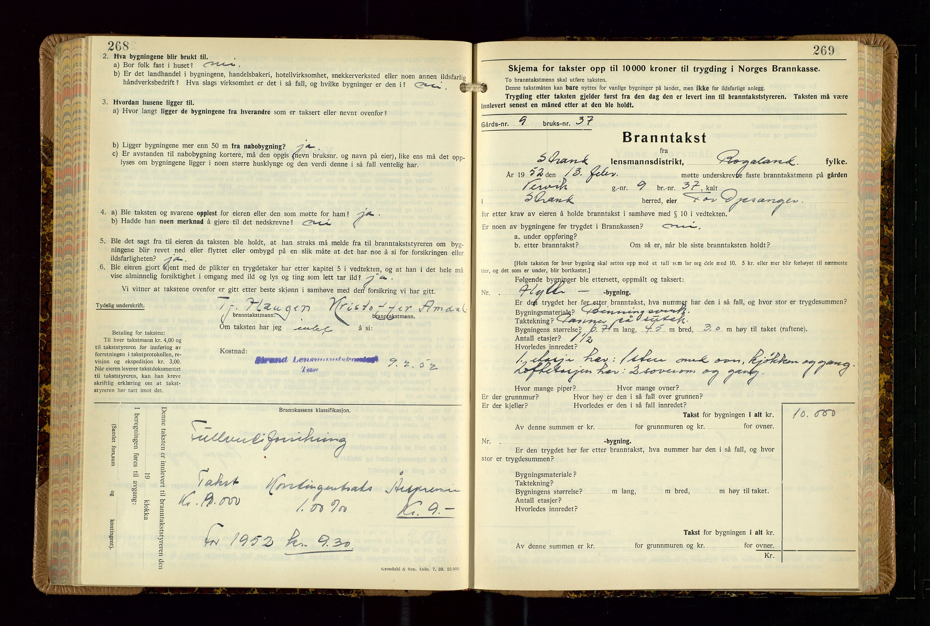 Strand og Forsand lensmannskontor, AV/SAST-A-100451/Gob/L0002: Branntakstprotokoll, 1942-1953, p. 268-269