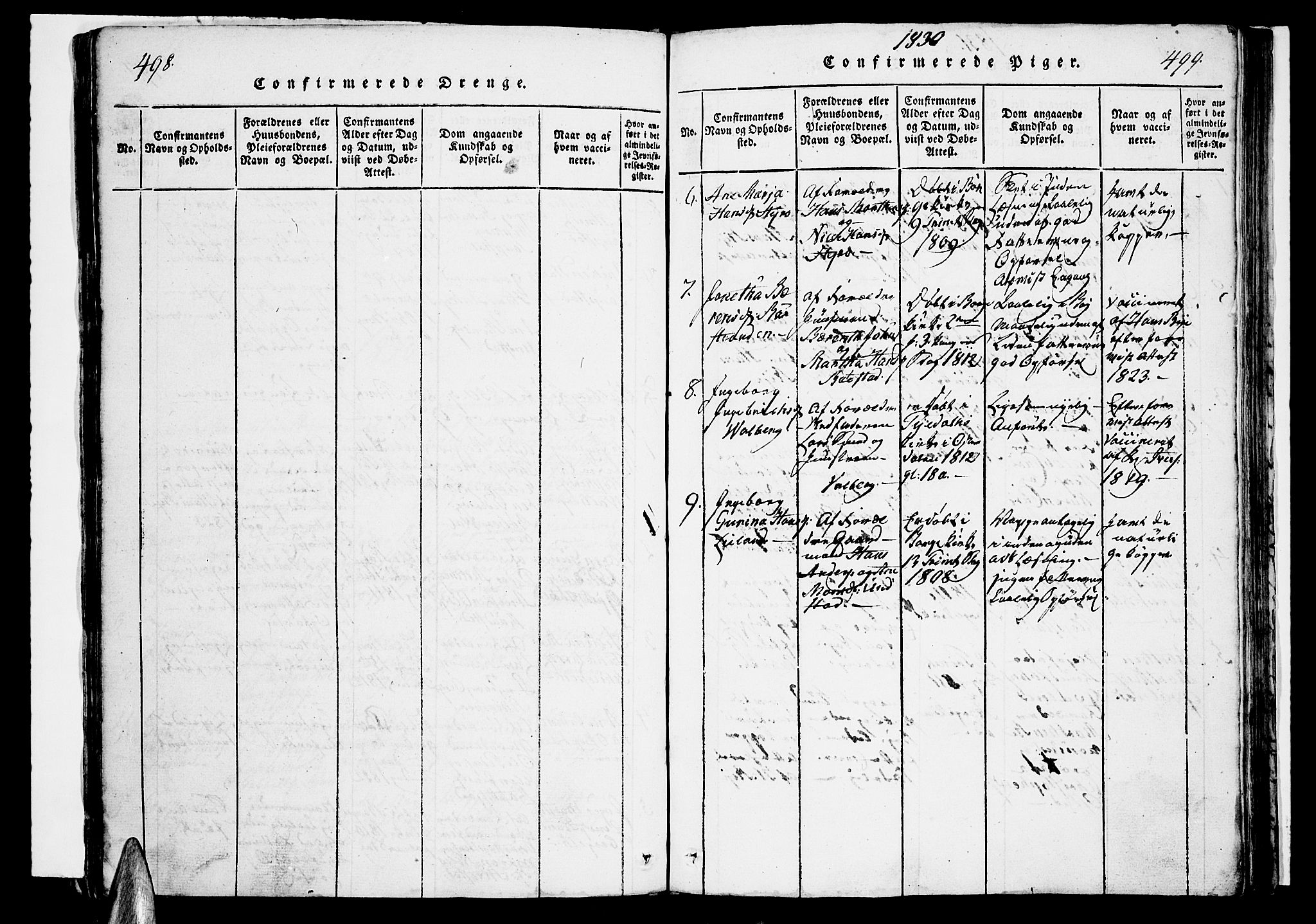 Ministerialprotokoller, klokkerbøker og fødselsregistre - Nordland, SAT/A-1459/880/L1130: Parish register (official) no. 880A04, 1821-1843, p. 498-499