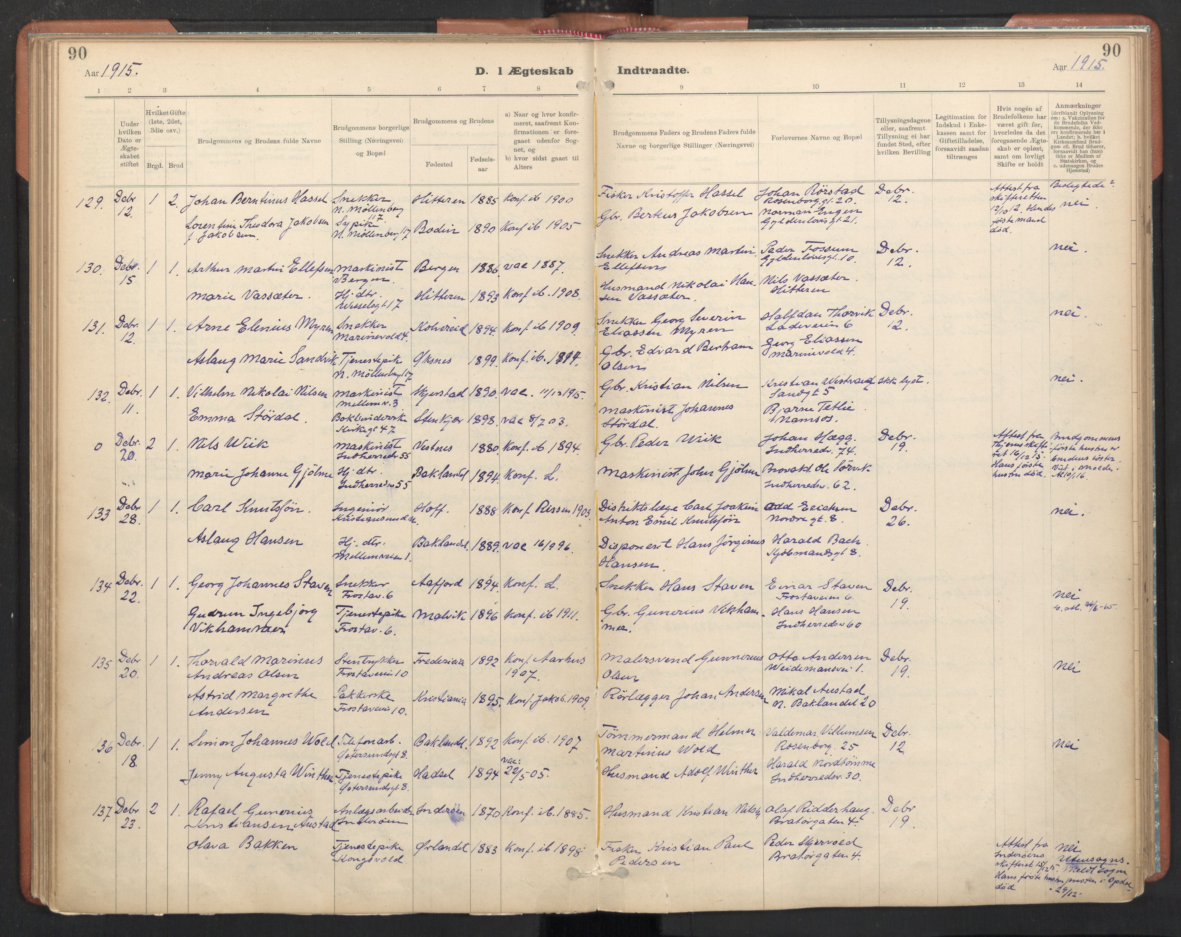 Ministerialprotokoller, klokkerbøker og fødselsregistre - Sør-Trøndelag, SAT/A-1456/605/L0244: Parish register (official) no. 605A06, 1908-1954, p. 90