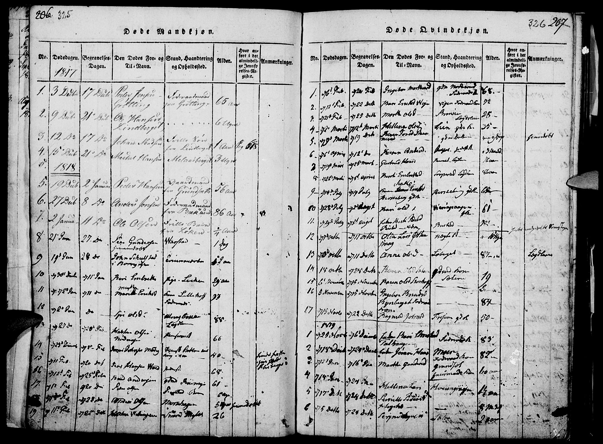 Elverum prestekontor, AV/SAH-PREST-044/H/Ha/Haa/L0007: Parish register (official) no. 7, 1815-1830, p. 325-326