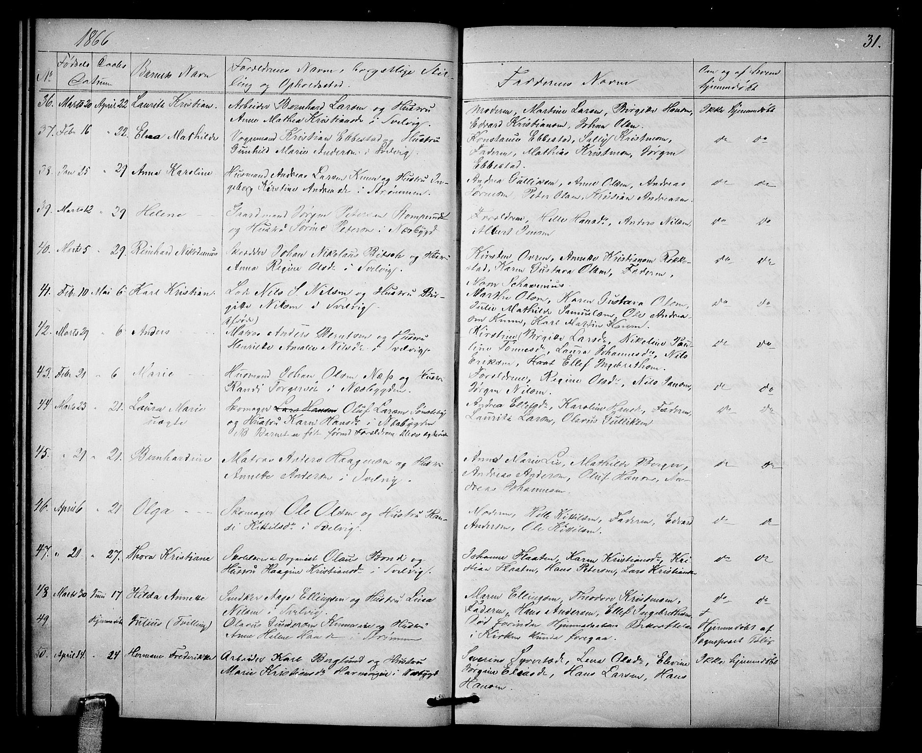 Strømm kirkebøker, SAKO/A-322/G/Ga/L0001: Parish register (copy) no. I 1, 1861-1885, p. 31