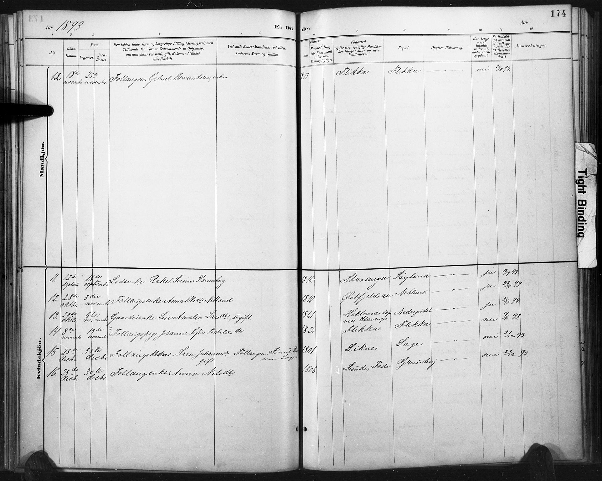 Flekkefjord sokneprestkontor, AV/SAK-1111-0012/F/Fa/Fac/L0008: Parish register (official) no. A 8, 1885-1898, p. 174