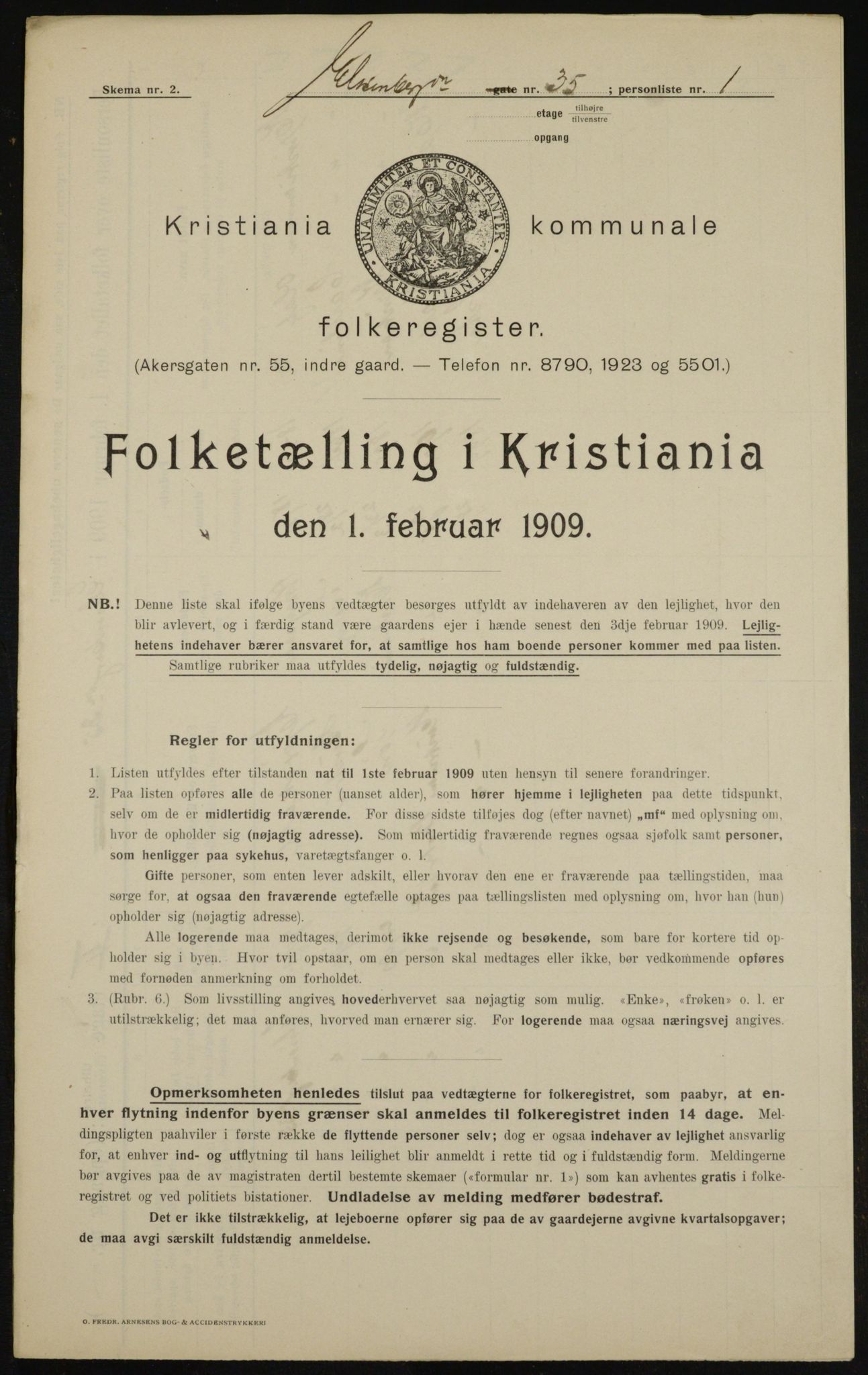 OBA, Municipal Census 1909 for Kristiania, 1909, p. 18789