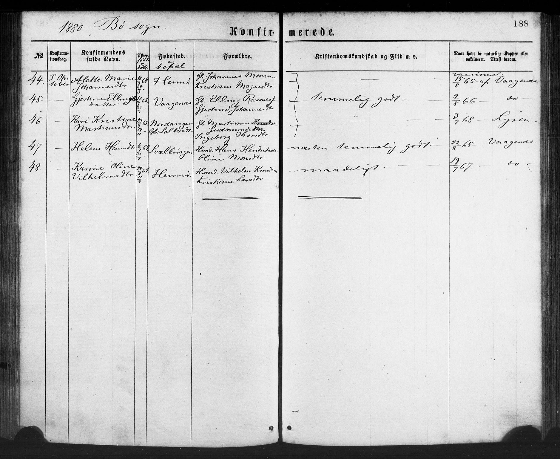 Manger sokneprestembete, SAB/A-76801/H/Haa: Parish register (official) no. A 8, 1871-1880, p. 188