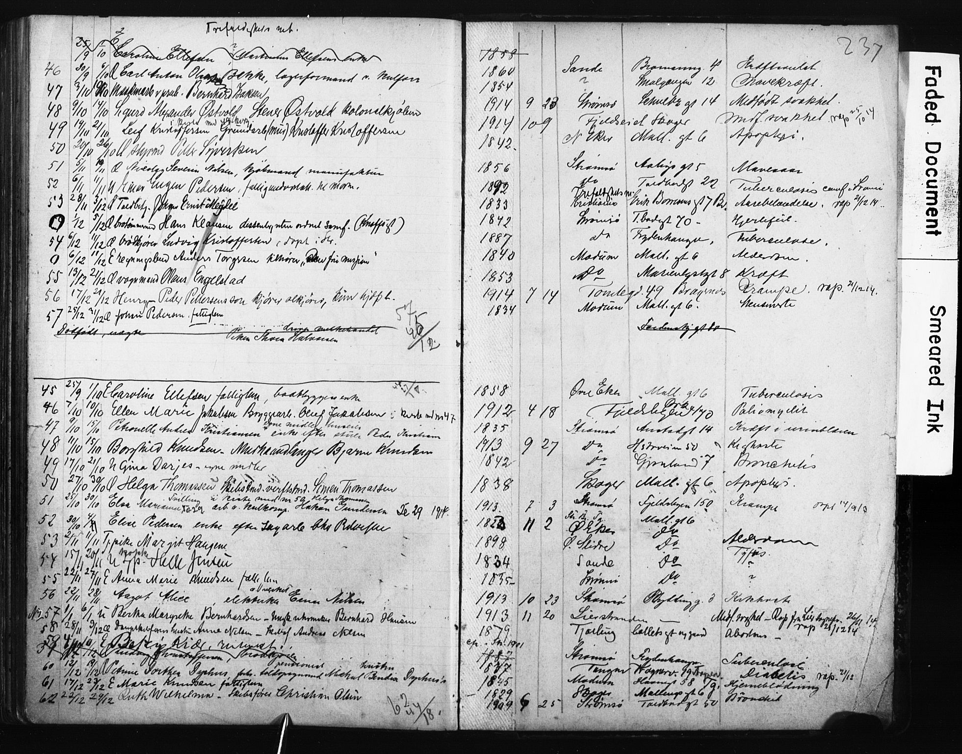 Strømsø kirkebøker, AV/SAKO-A-246/Y/Ya/L0006: Parish register draft no. I 6, 1903-1915, p. 237