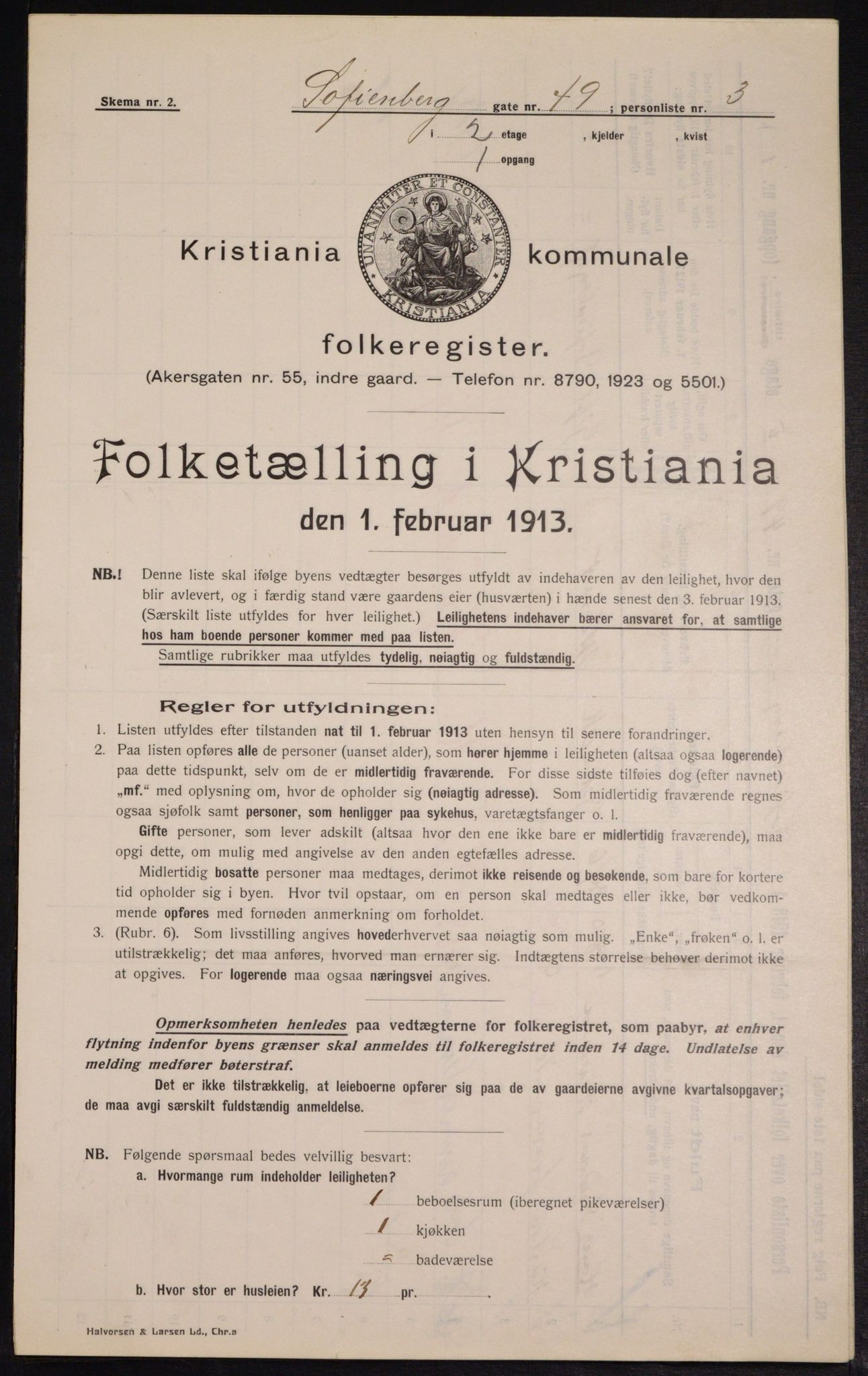 OBA, Municipal Census 1913 for Kristiania, 1913, p. 98686