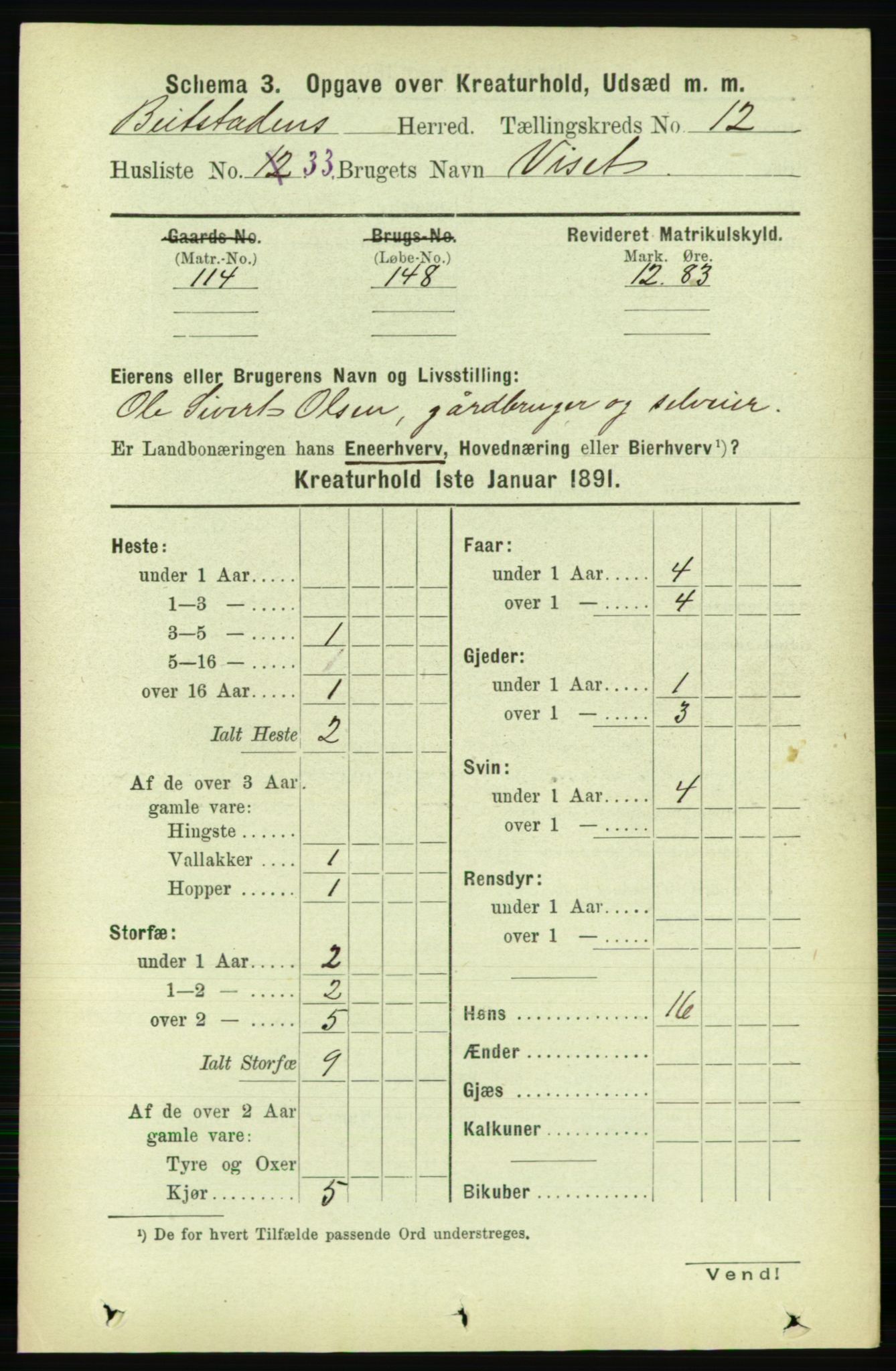 RA, 1891 census for 1727 Beitstad, 1891, p. 6457