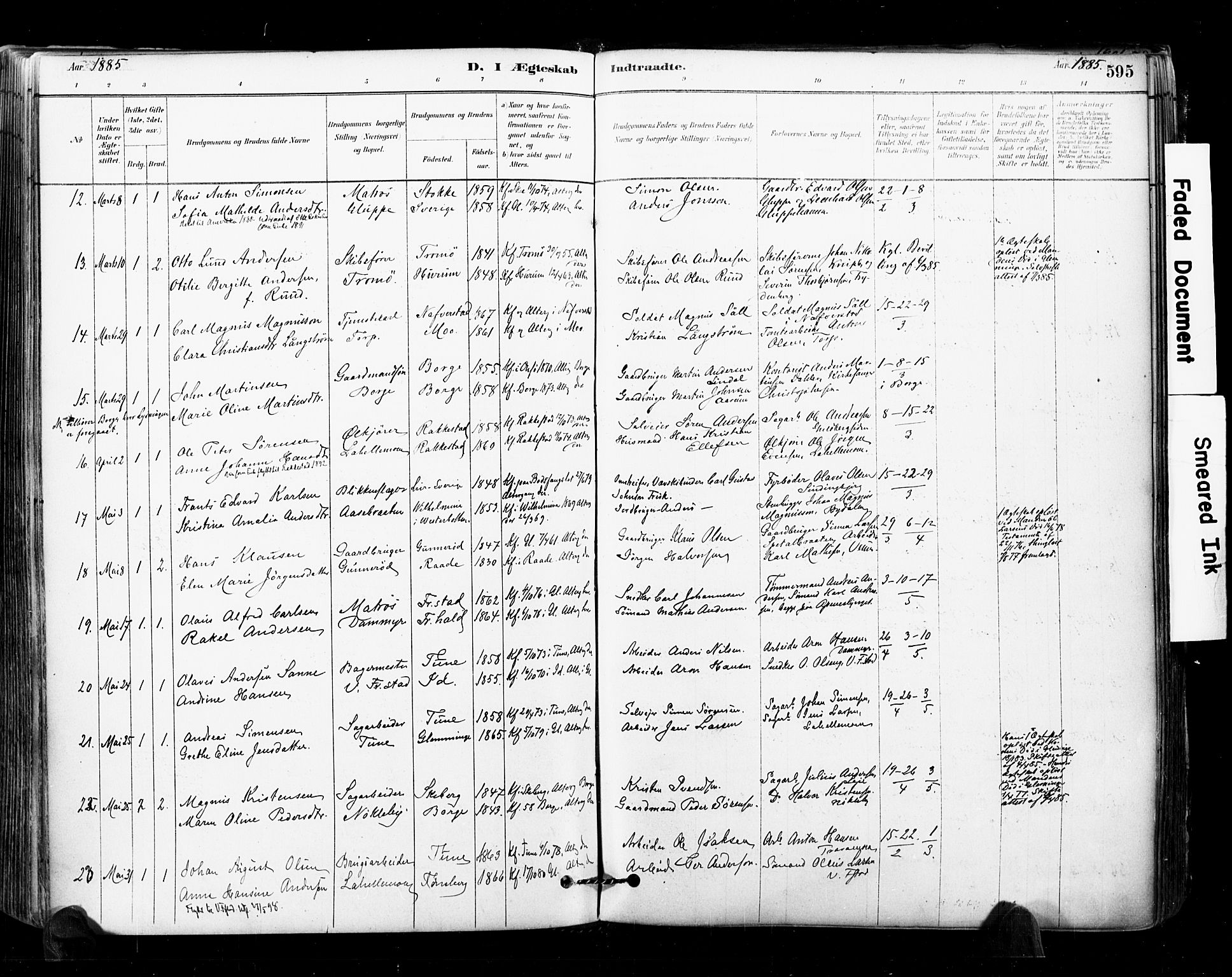 Glemmen prestekontor Kirkebøker, SAO/A-10908/F/Fa/L0011: Parish register (official) no. 11, 1878-1917, p. 595