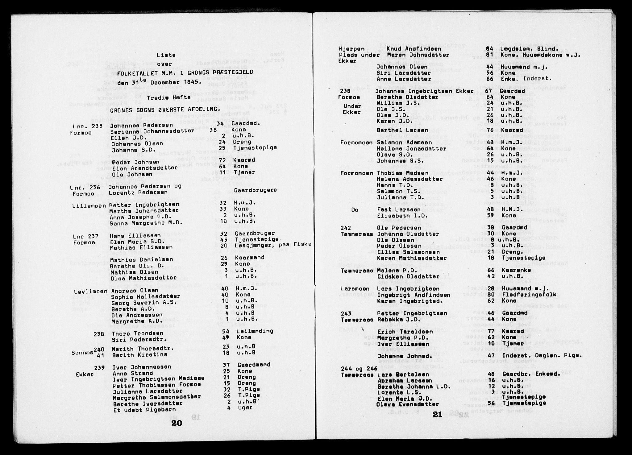 , Census 1845 for Grong, 1845, p. 11