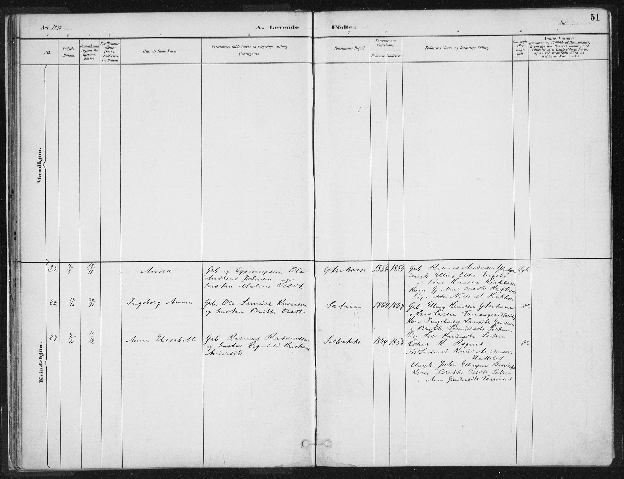 Hornindal sokneprestembete, AV/SAB-A-82401/H/Haa/Haaa/L0003/0001: Parish register (official) no. A 3A, 1887-1917, p. 51