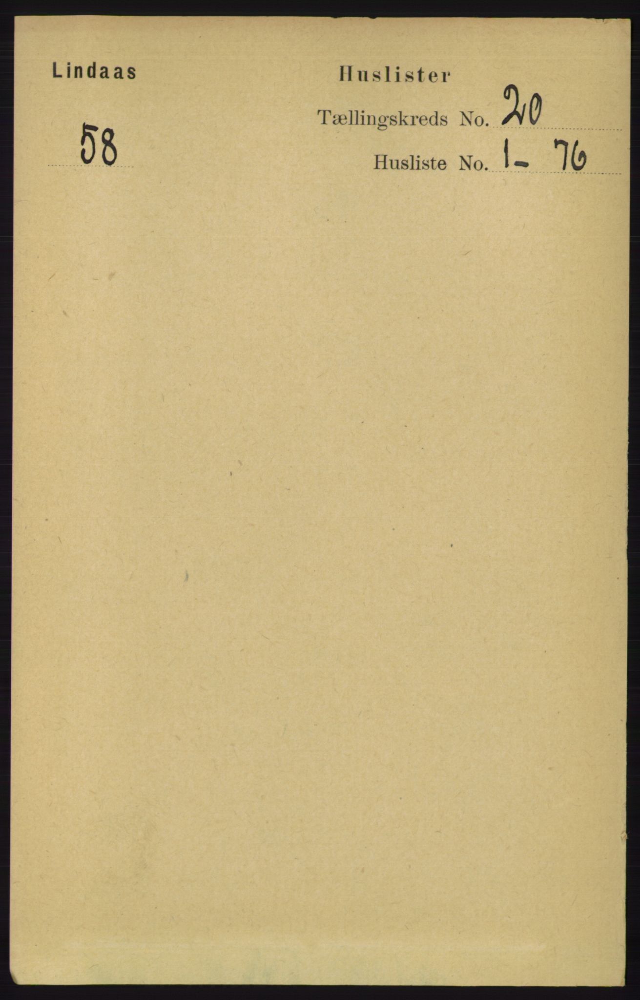 RA, 1891 census for 1263 Lindås, 1891, p. 7272