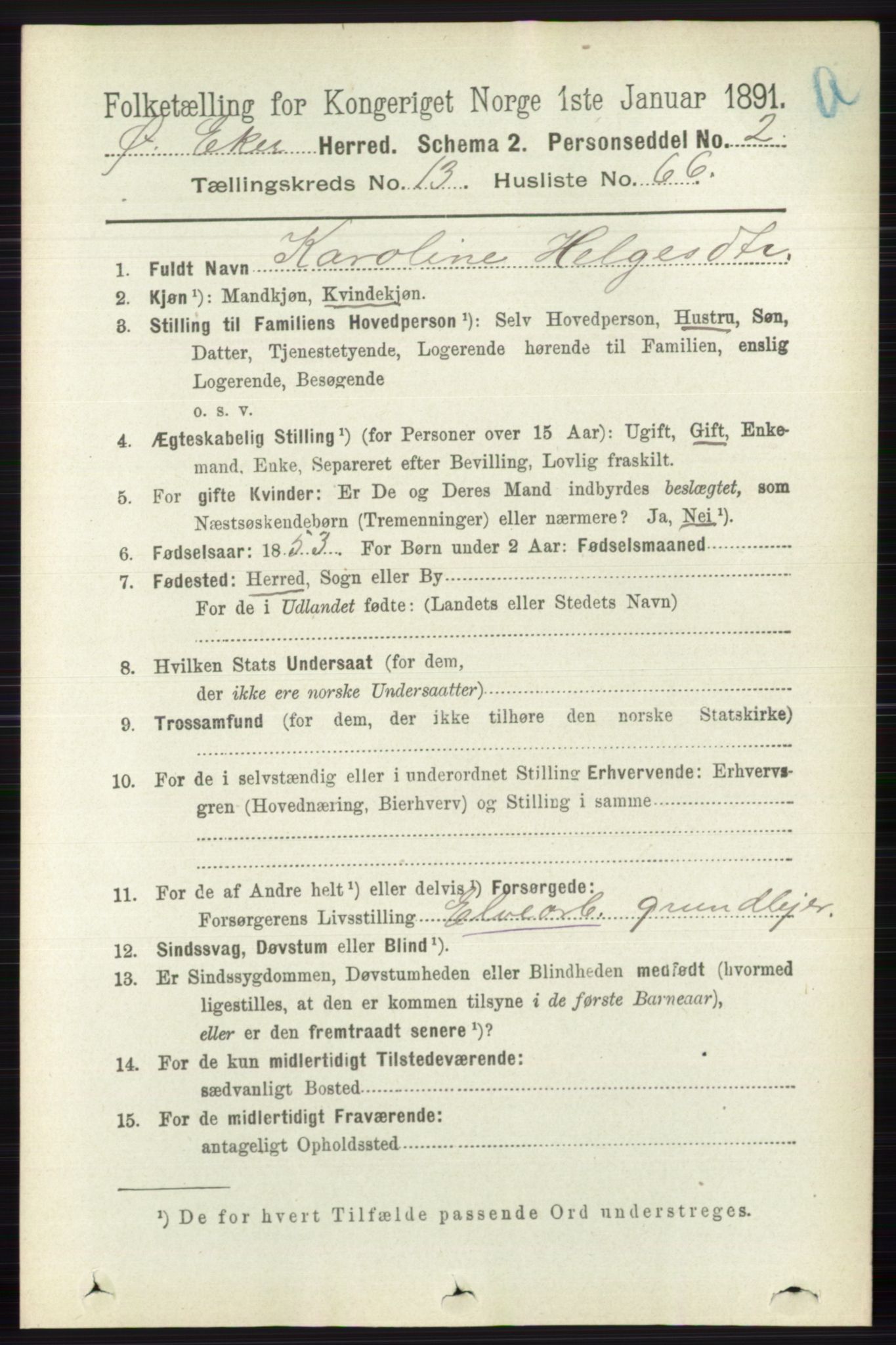 RA, 1891 census for 0624 Øvre Eiker, 1891, p. 6237