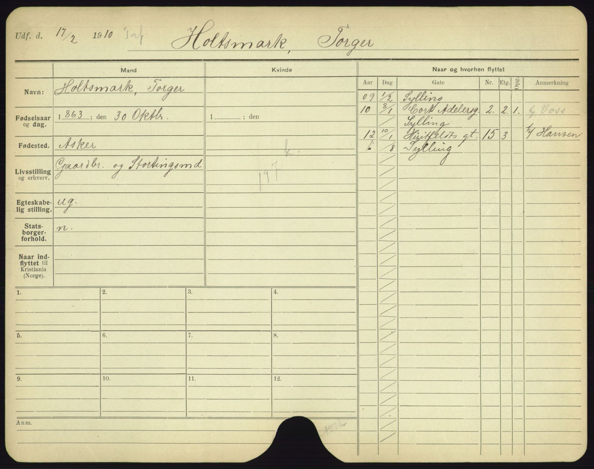 Oslo folkeregister, Registerkort, SAO/A-11715/F/Fa/Fac/L0004: Menn, 1906-1914, p. 976a