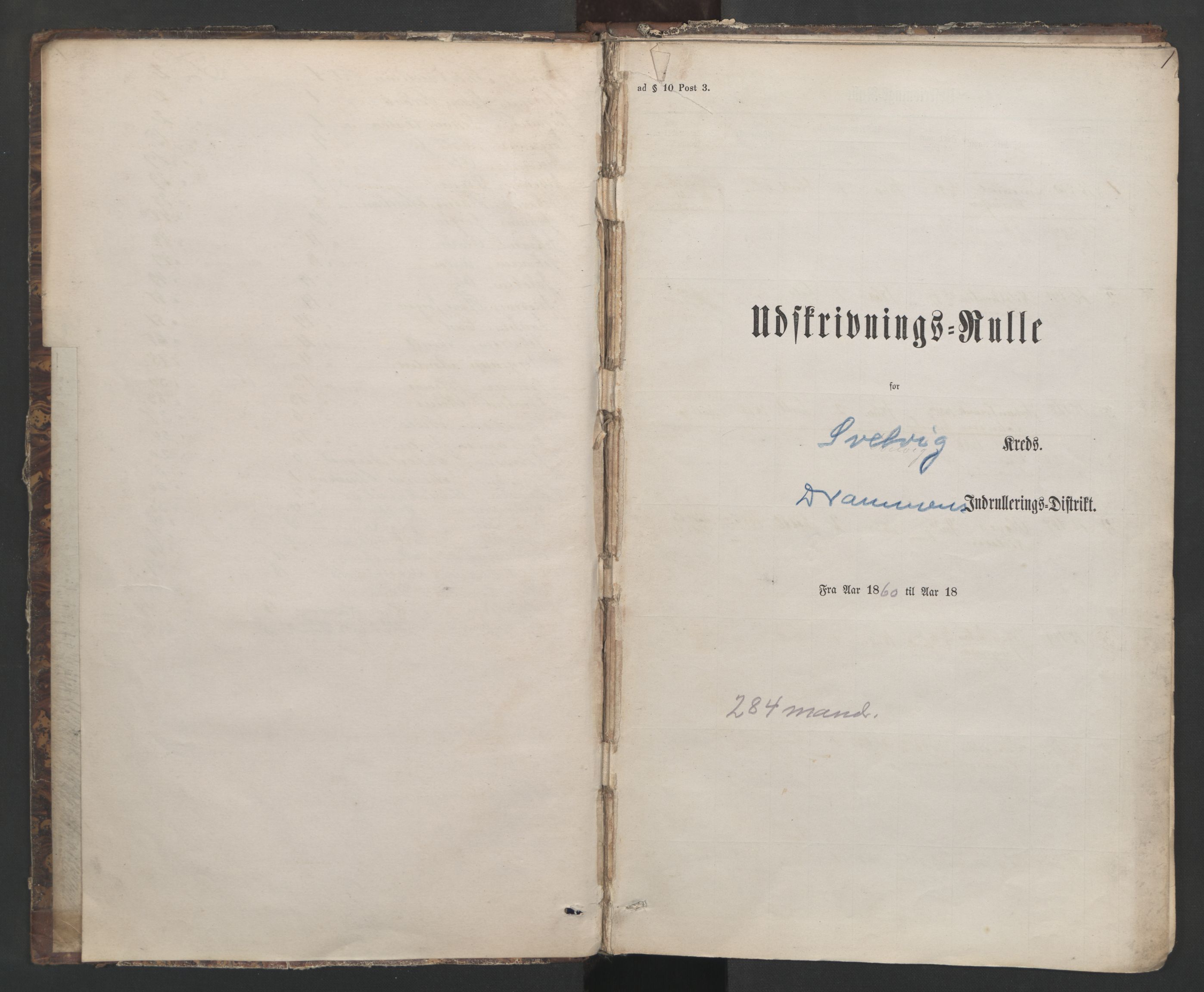 Svelvik innrulleringskontor, AV/SAKO-A-783/F/Fe/L0001: Utskrivningsruller, 1860-1866, p. 1