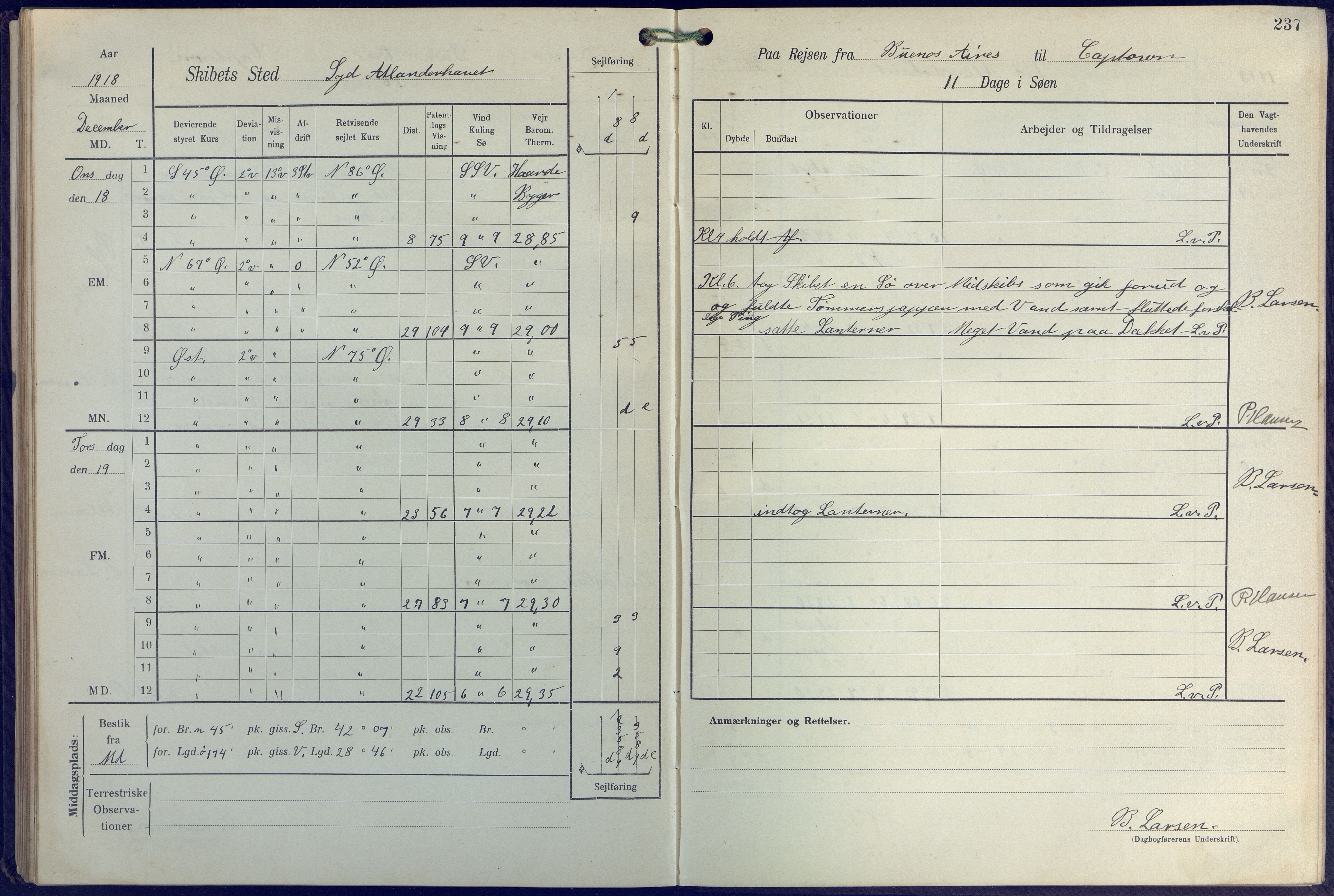 Fartøysarkivet, AAKS/PA-1934/F/L0271: Pehr Ugland (bark), 1917-1919, p. 237