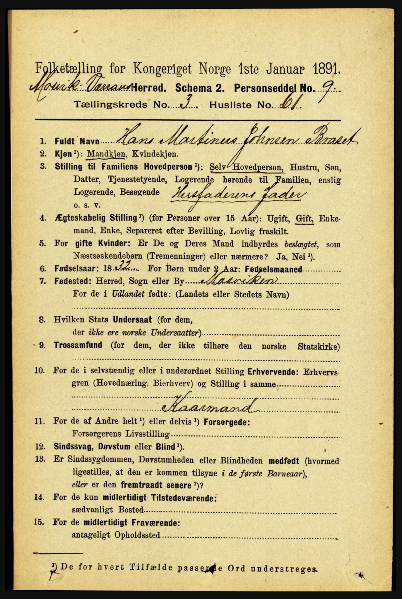 RA, 1891 census for 1723 Mosvik og Verran, 1891, p. 1312