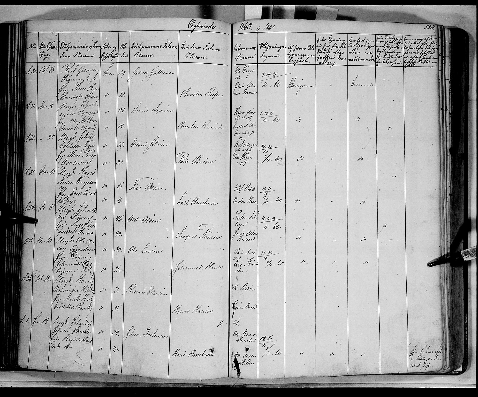 Lom prestekontor, SAH/PREST-070/K/L0006: Parish register (official) no. 6B, 1837-1863, p. 524