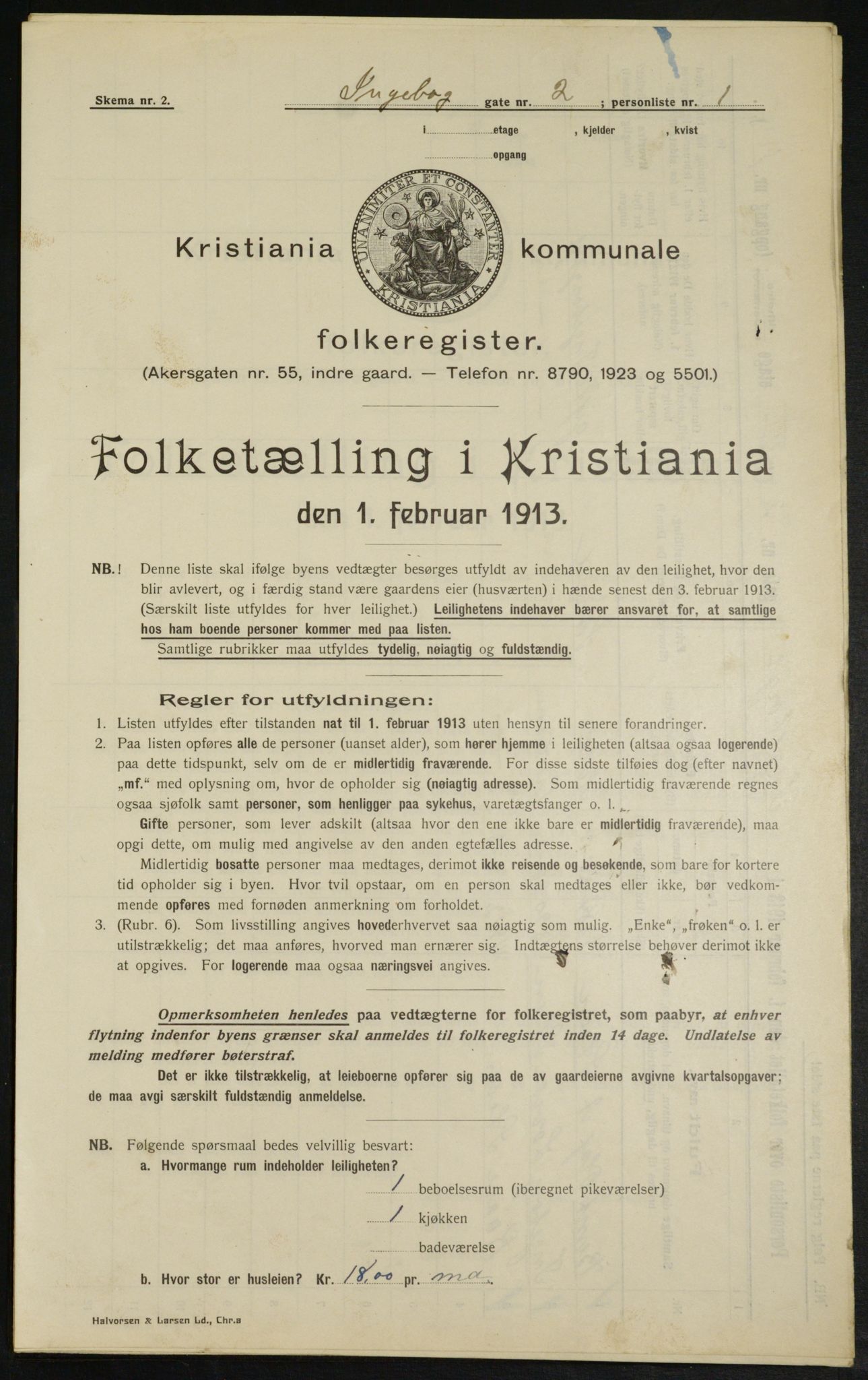 OBA, Municipal Census 1913 for Kristiania, 1913, p. 43542