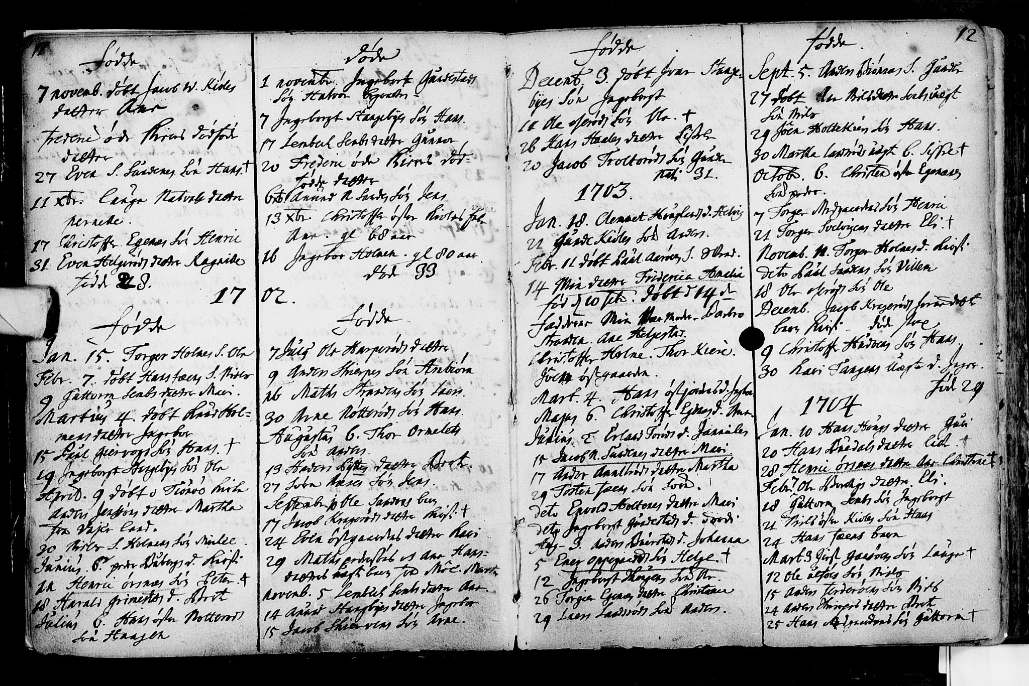 Nøtterøy kirkebøker, SAKO/A-354/F/Fa/L0001: Parish register (official) no. I 1, 1686-1738, p. 11-12