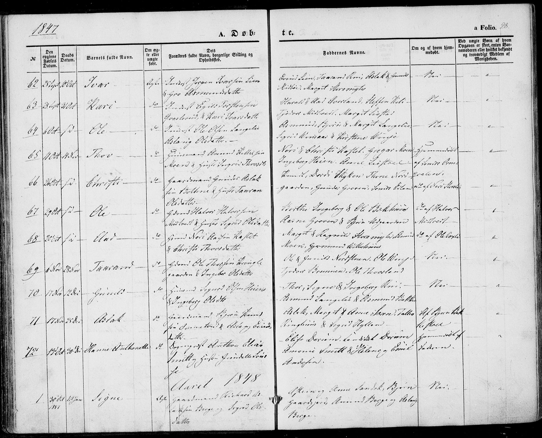 Vinje kirkebøker, AV/SAKO-A-312/F/Fa/L0004: Parish register (official) no. I 4, 1843-1869, p. 28