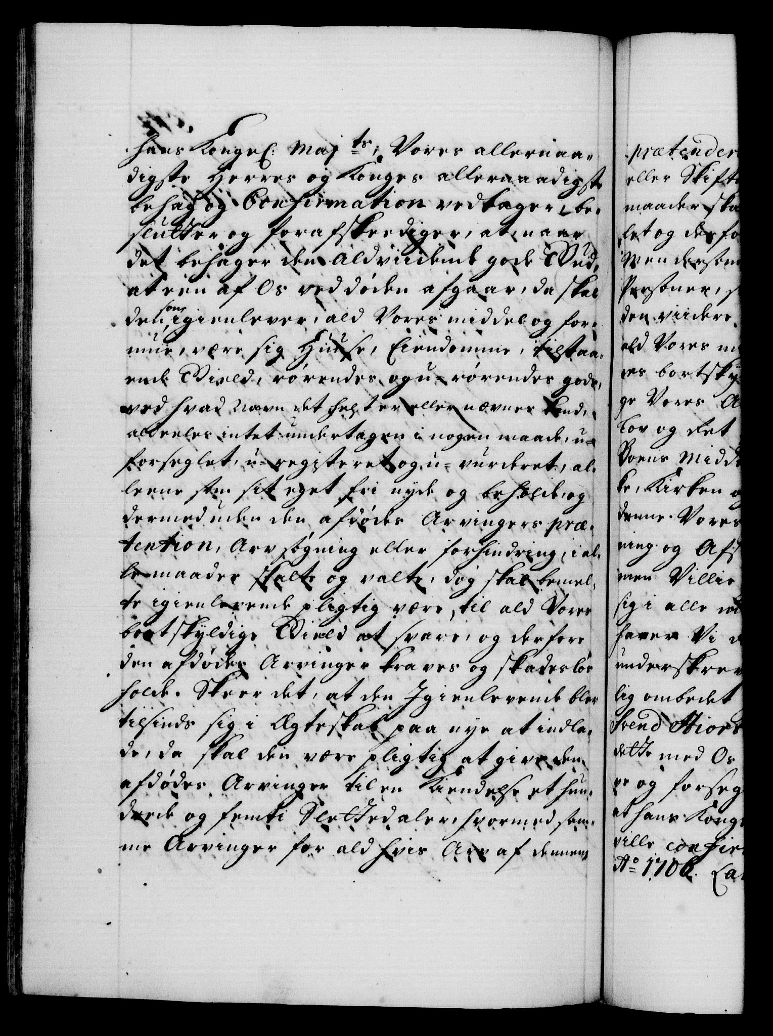 Danske Kanselli 1572-1799, AV/RA-EA-3023/F/Fc/Fca/Fcaa/L0019: Norske registre, 1704-1707, p. 372b