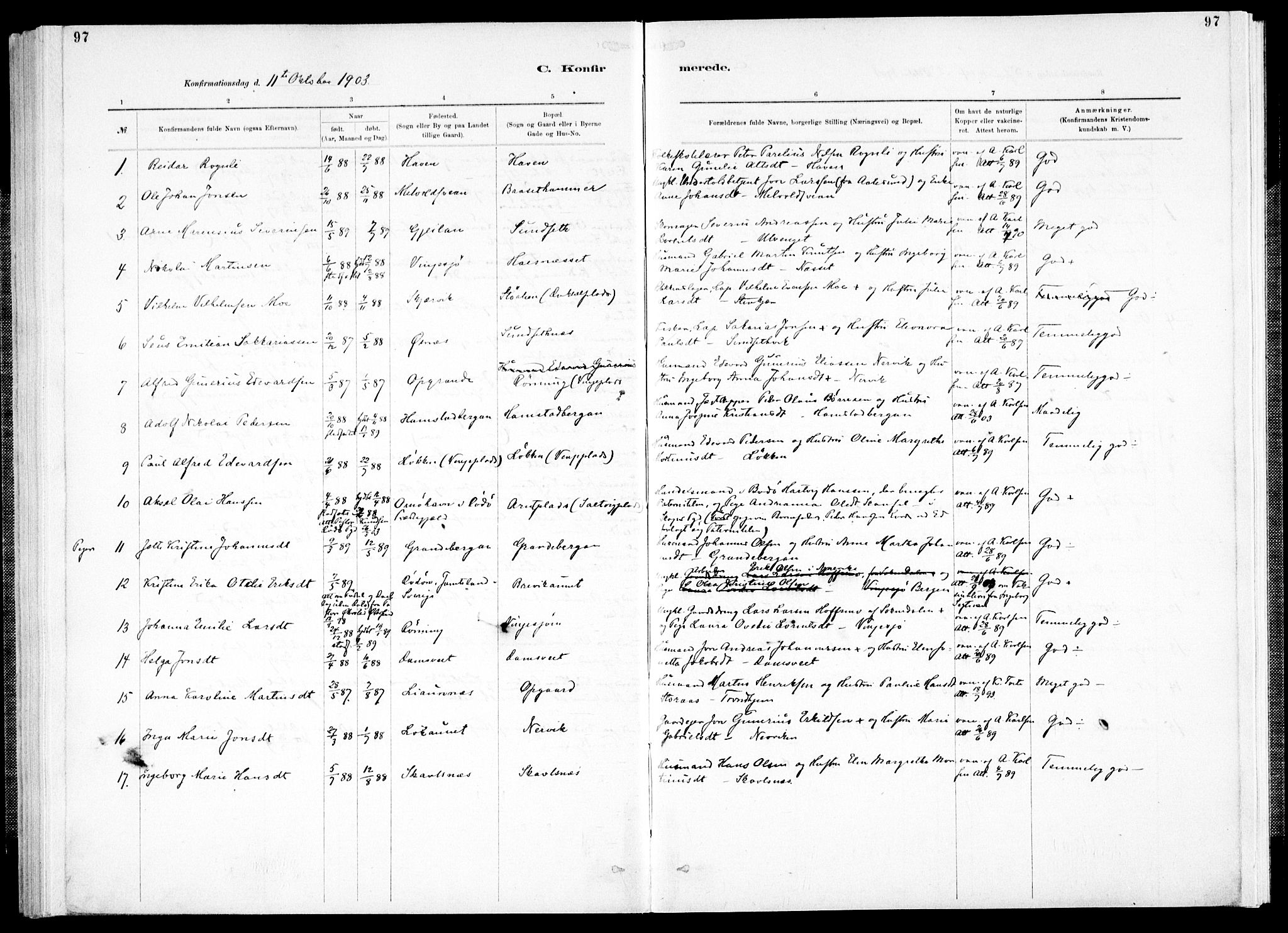 Ministerialprotokoller, klokkerbøker og fødselsregistre - Nord-Trøndelag, AV/SAT-A-1458/733/L0325: Parish register (official) no. 733A04, 1884-1908, p. 97