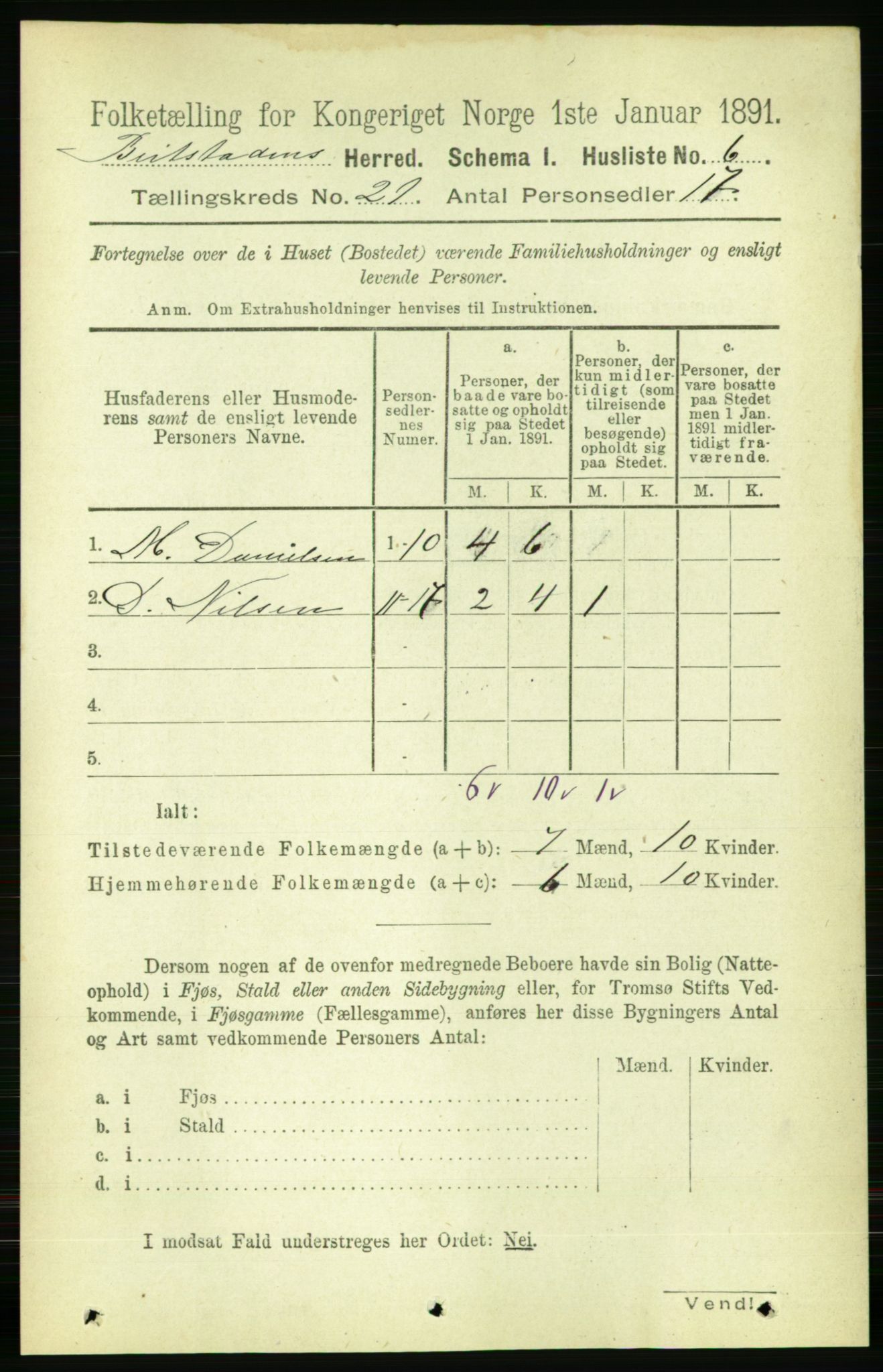 RA, 1891 census for 1727 Beitstad, 1891, p. 5386