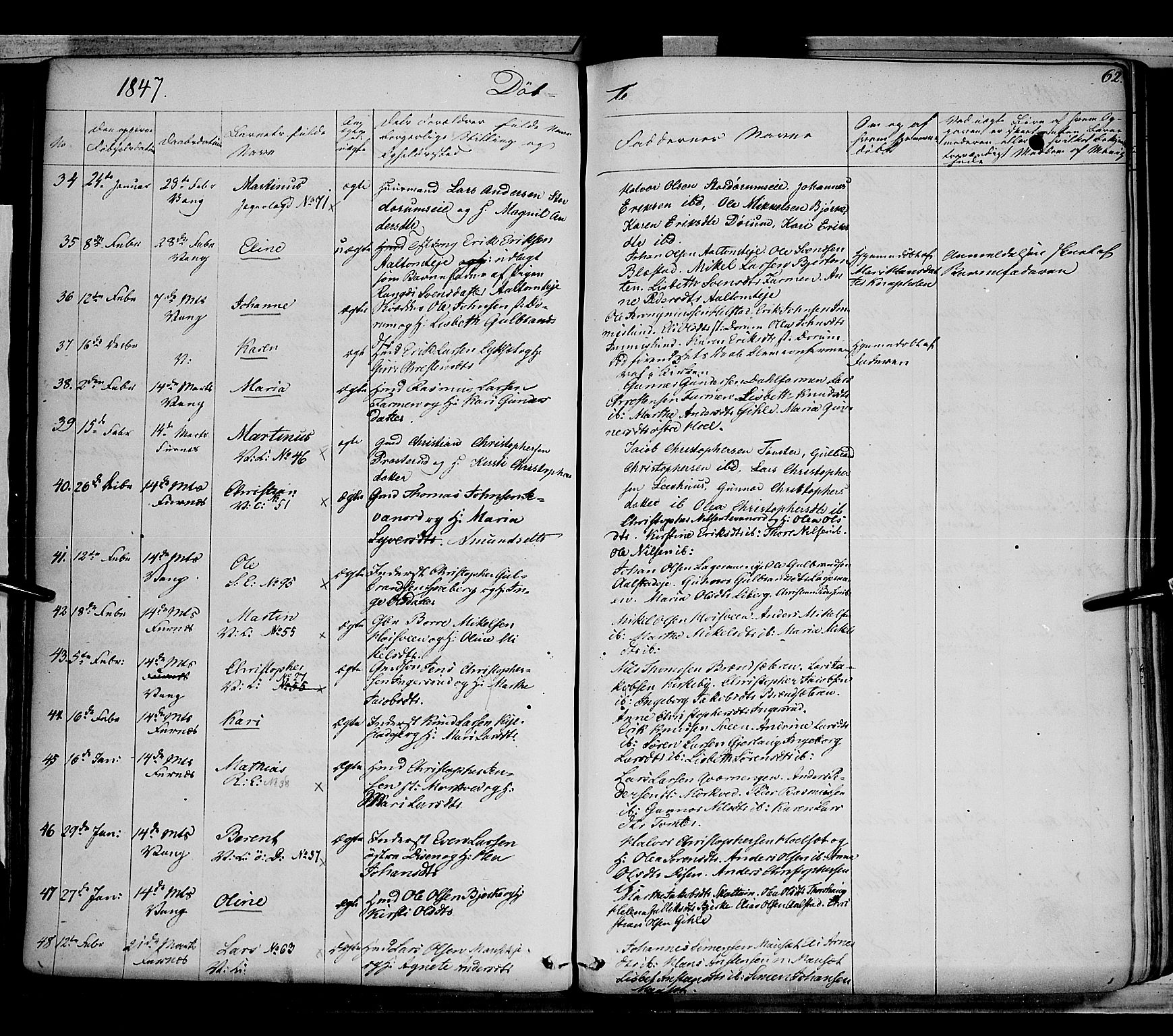 Vang prestekontor, Hedmark, AV/SAH-PREST-008/H/Ha/Haa/L0010: Parish register (official) no. 10, 1841-1855, p. 62