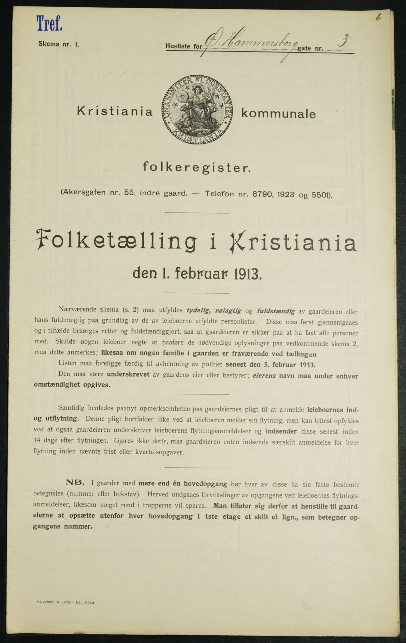 OBA, Municipal Census 1913 for Kristiania, 1913, p. 129780